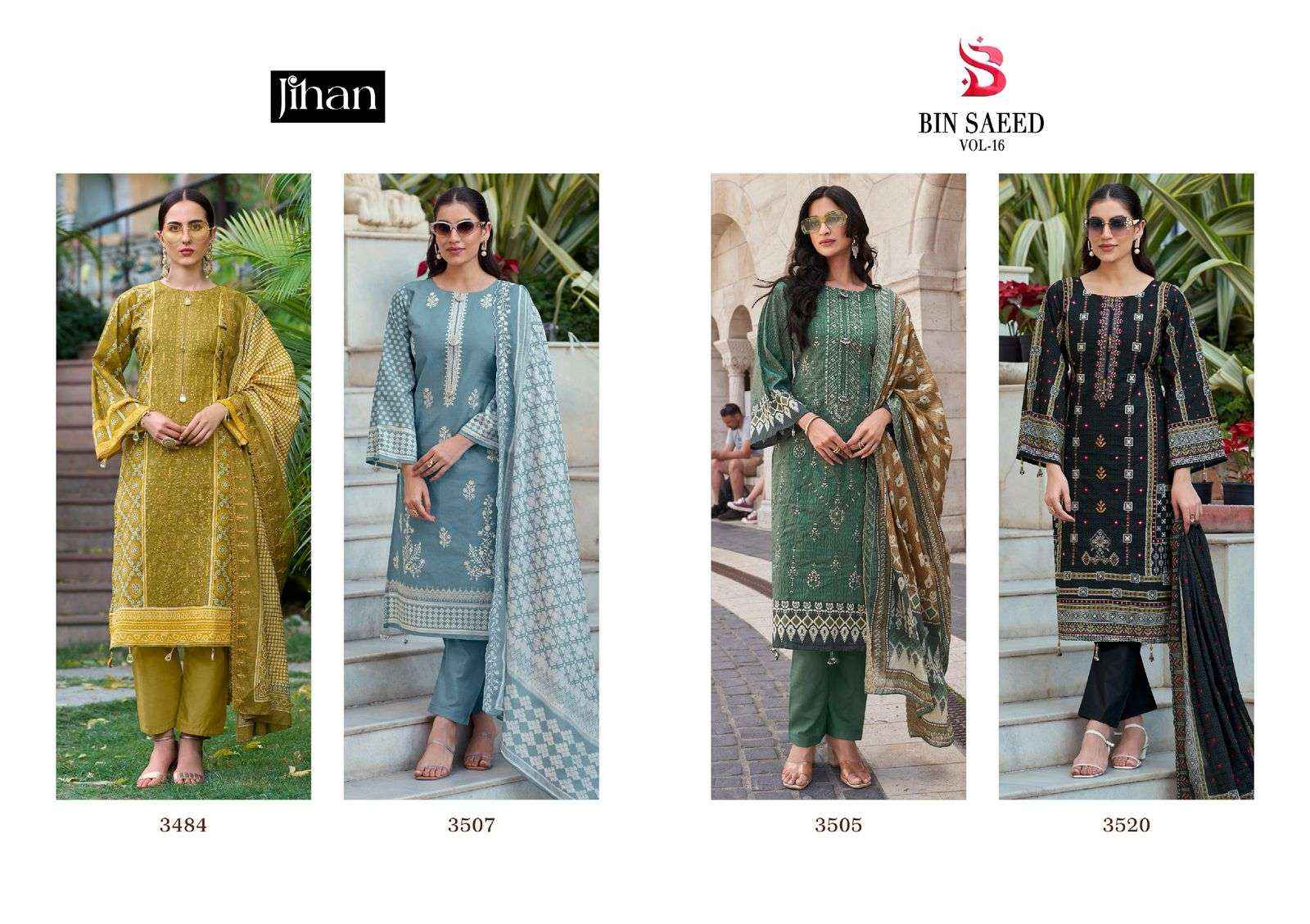 Jihan Bin Saeed Vol 16 Cotton Dress Material 4 pcs Catalogue