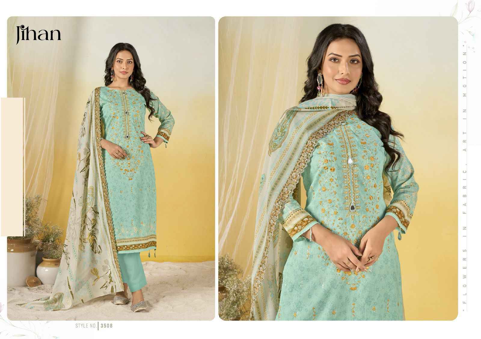 Jihan Crafted Elegance Lawn Dress Material 4 pcs Catalogue