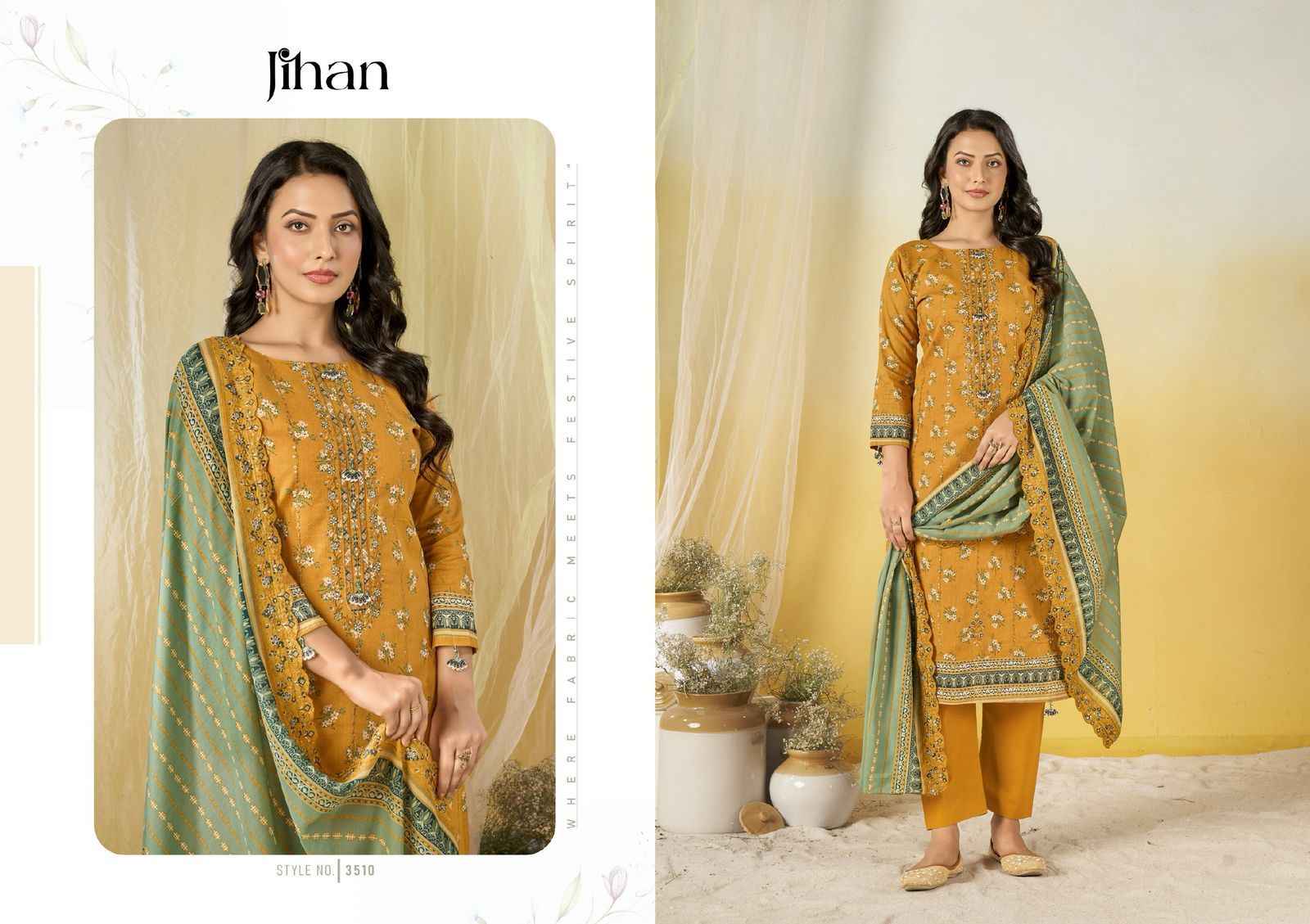 Jihan Crafted Elegance Lawn Dress Material 4 pcs Catalogue