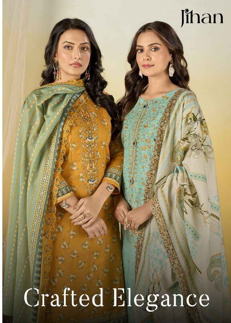 Jihan Crafted Elegance Lawn Dress Material 4 pcs Catalogue