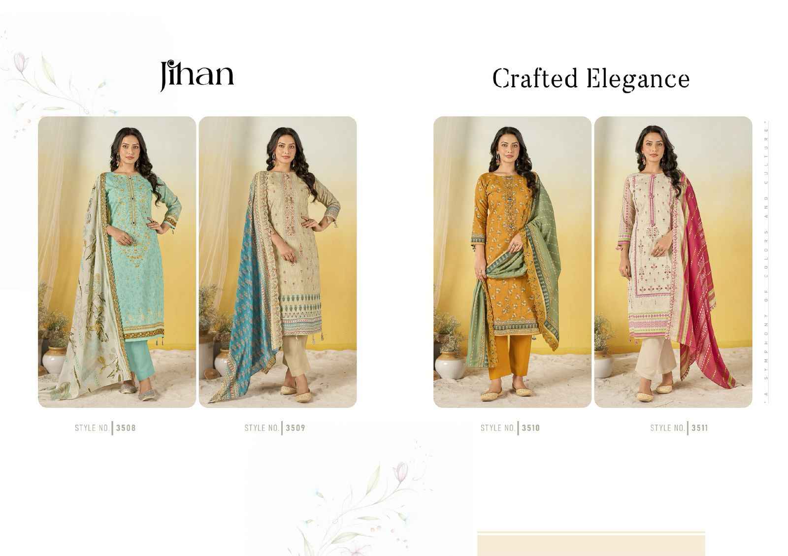Jihan Crafted Elegance Lawn Dress Material 4 pcs Catalogue