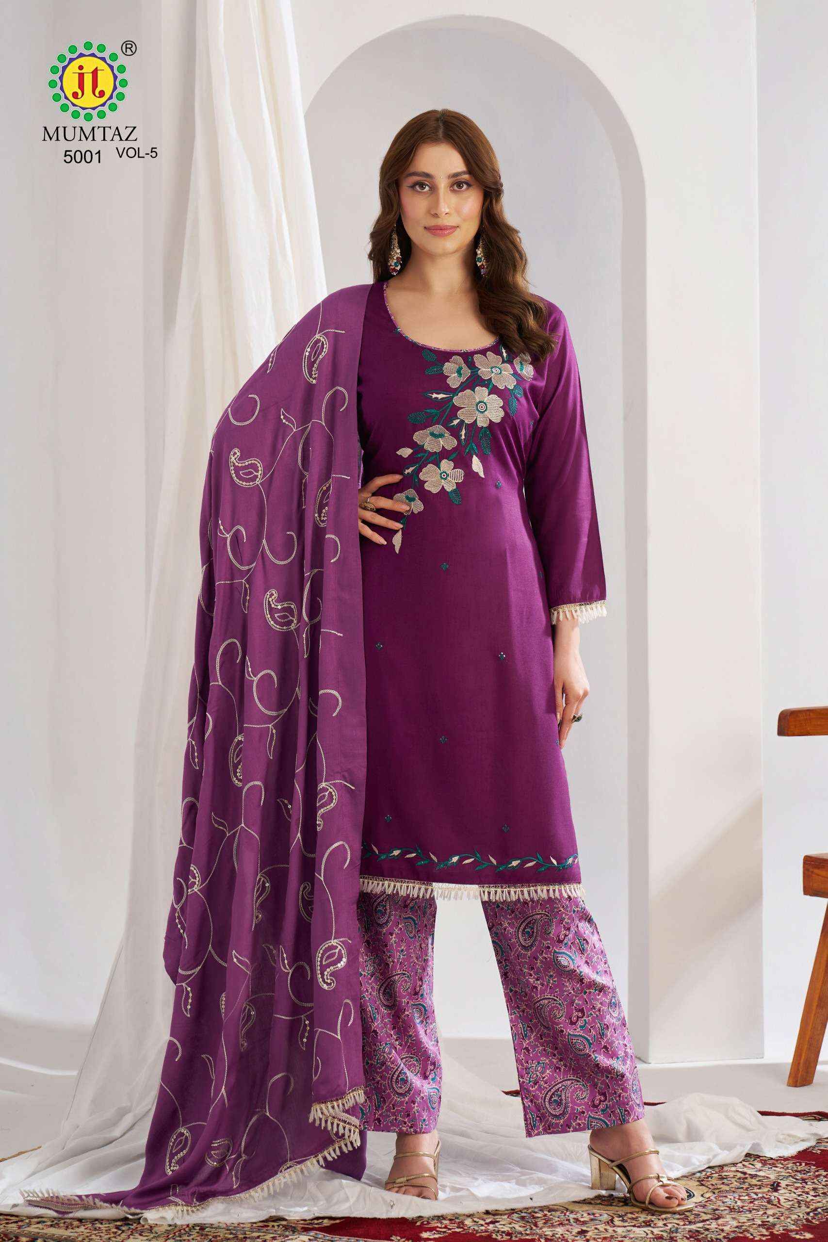 Jt Mumtaz Vol 5 Rayon Dress Material 5 pcs Catalogue