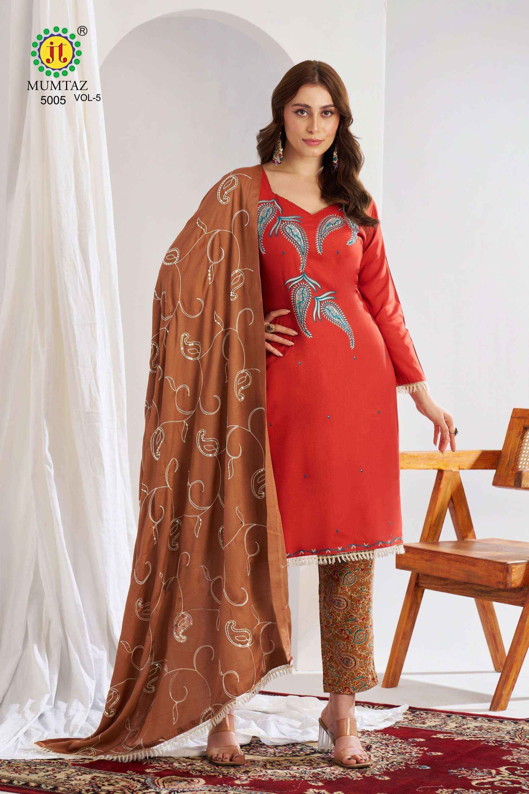 Jt Mumtaz Vol 5 Rayon Dress Material 5 pcs Catalogue