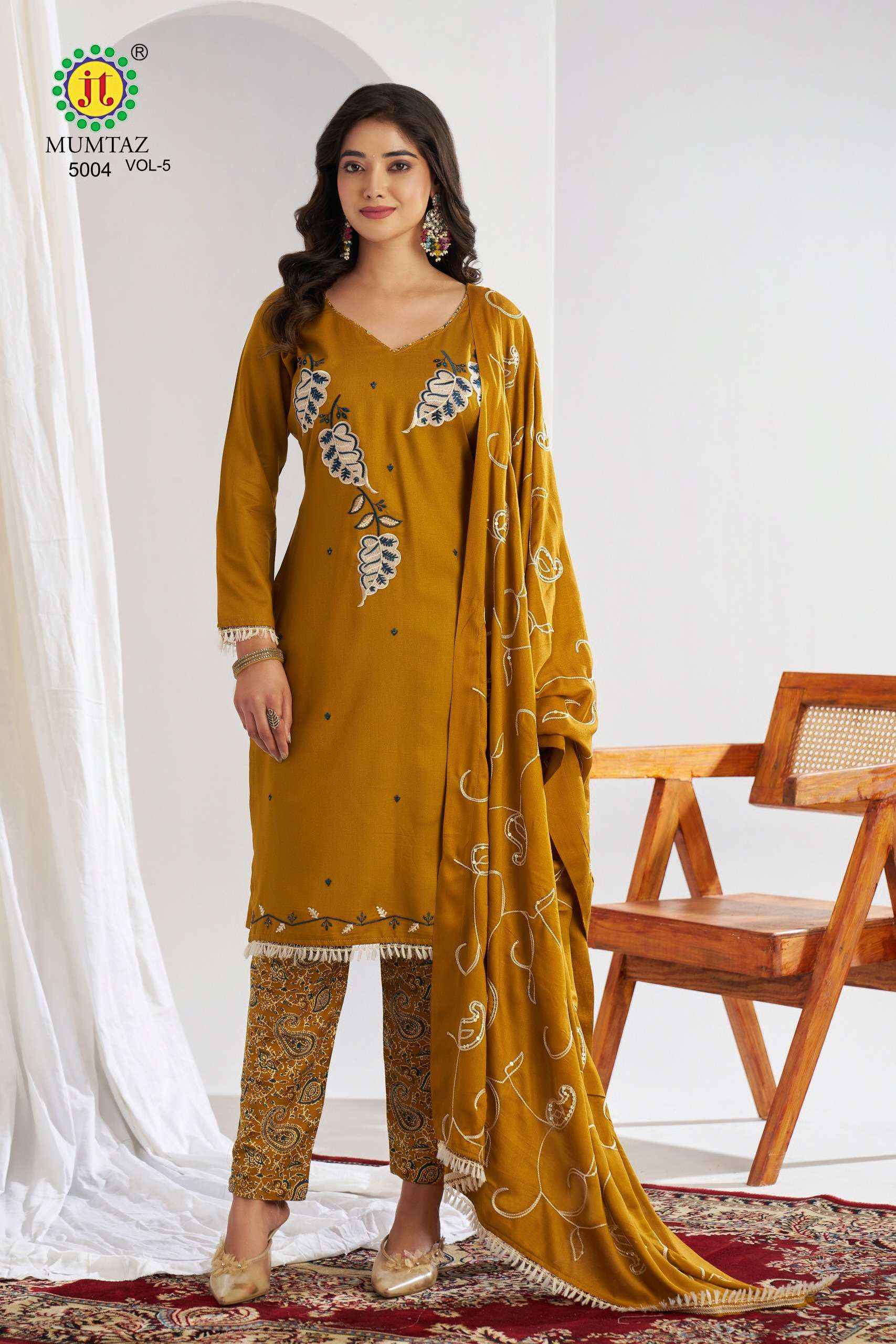 Jt Mumtaz Vol 5 Rayon Dress Material 5 pcs Catalogue
