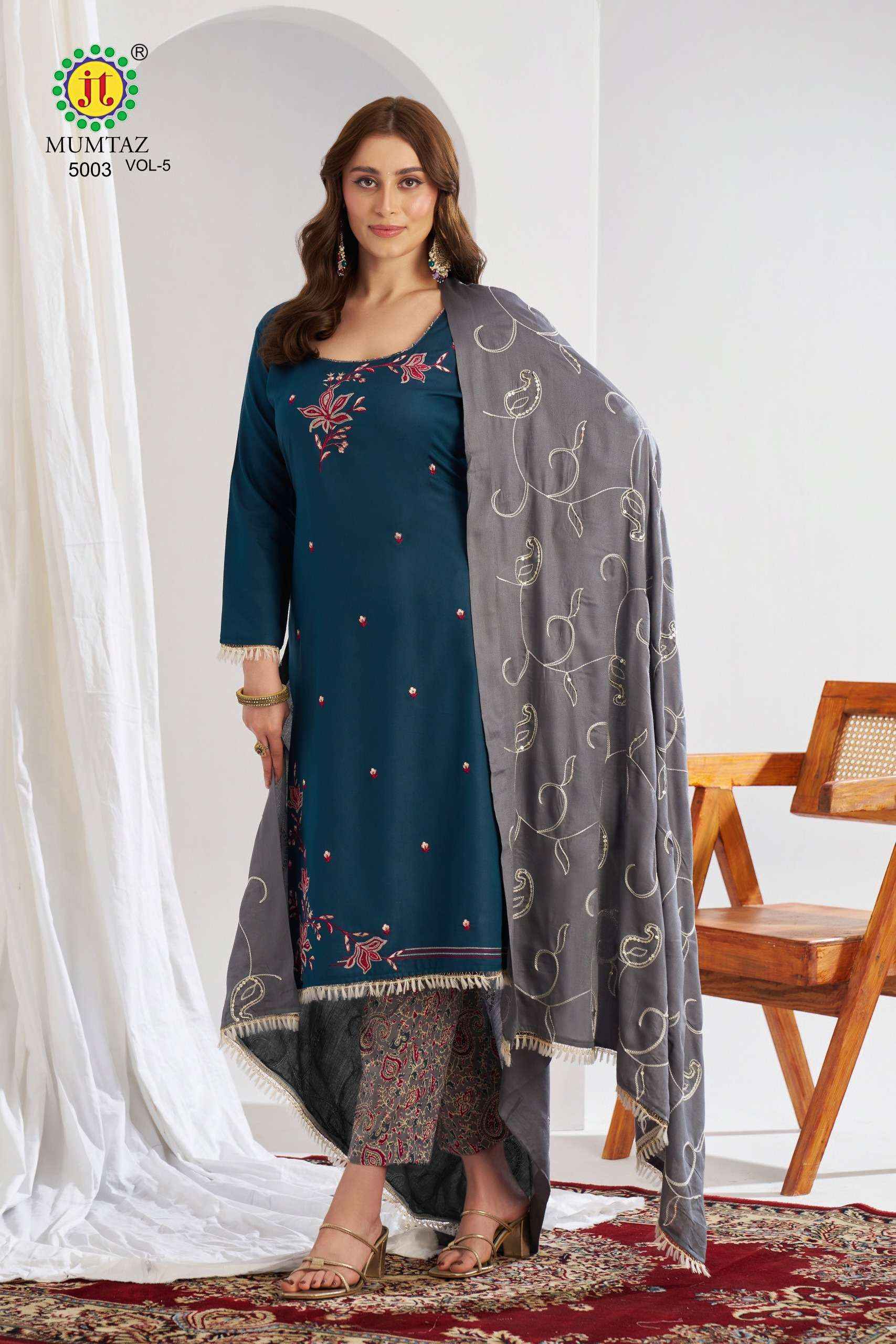 Jt Mumtaz Vol 5 Rayon Dress Material 5 pcs Catalogue