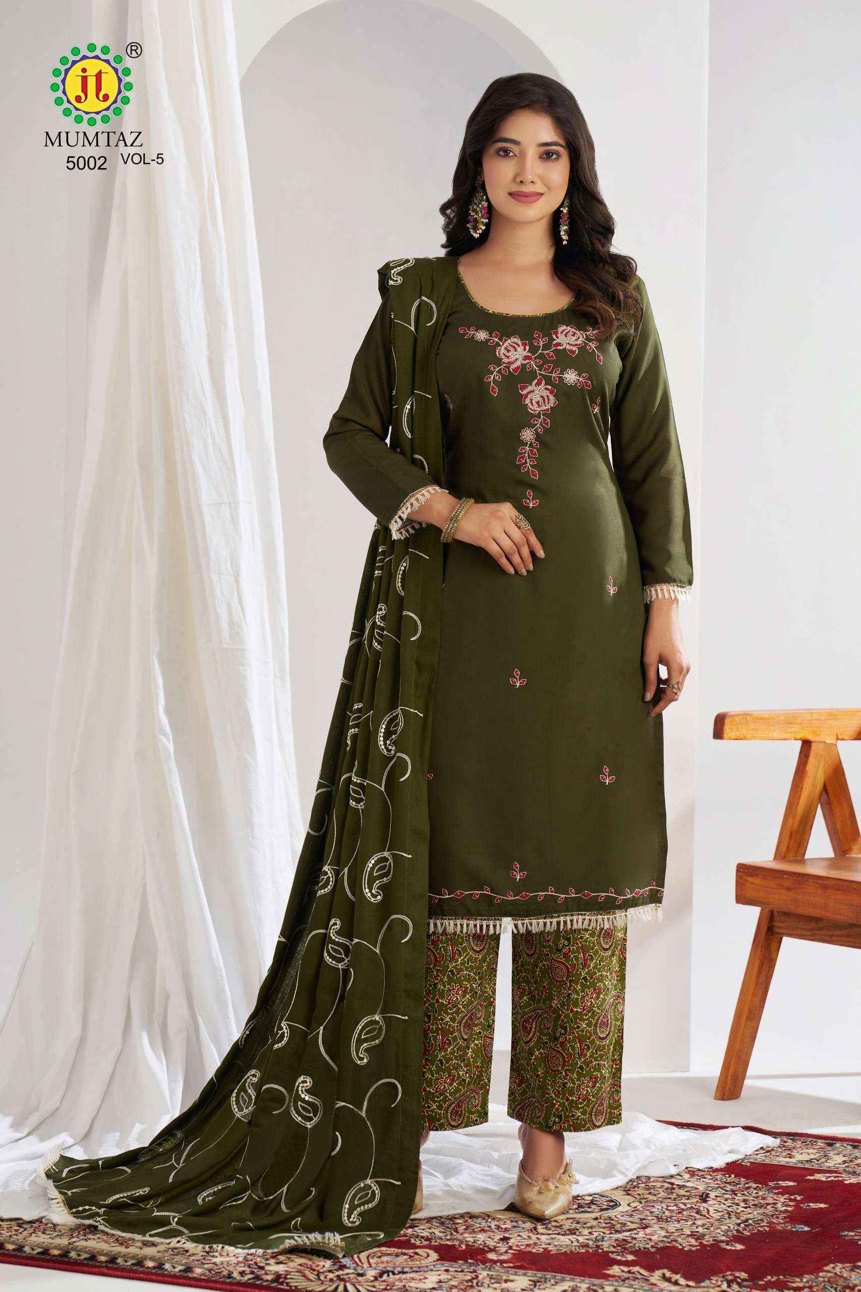 Jt Mumtaz Vol 5 Rayon Dress Material 5 pcs Catalogue