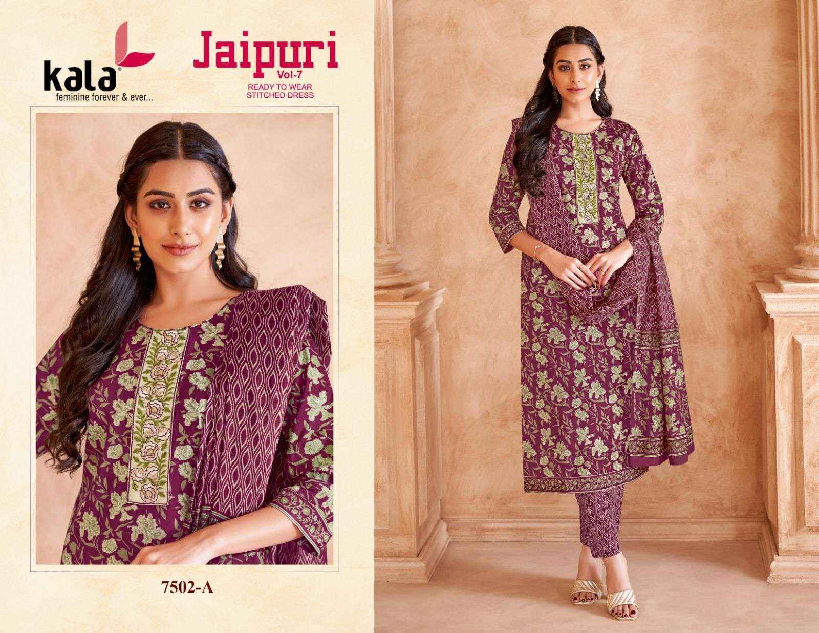 Kala Jaipuri Vol 7 Readymade Cotton Dress 12 Pc Catalogue