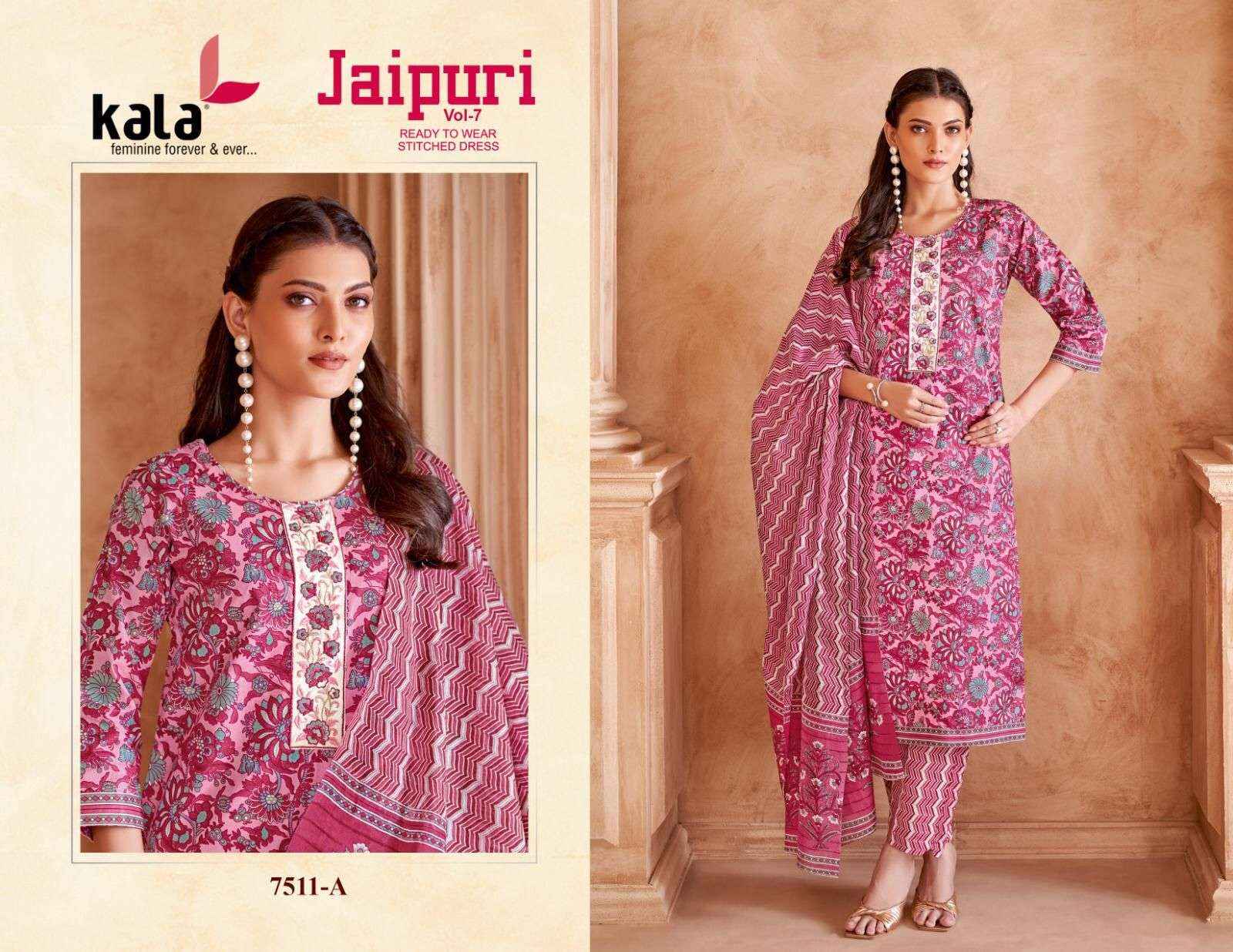 Kala Jaipuri Vol 7 Readymade Cotton Dress 12 Pc Catalogue