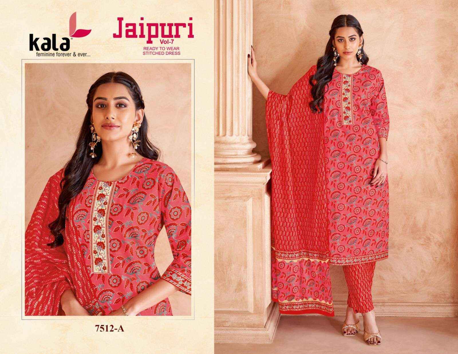 Kala Jaipuri Vol 7 Readymade Cotton Dress 12 Pc Catalogue