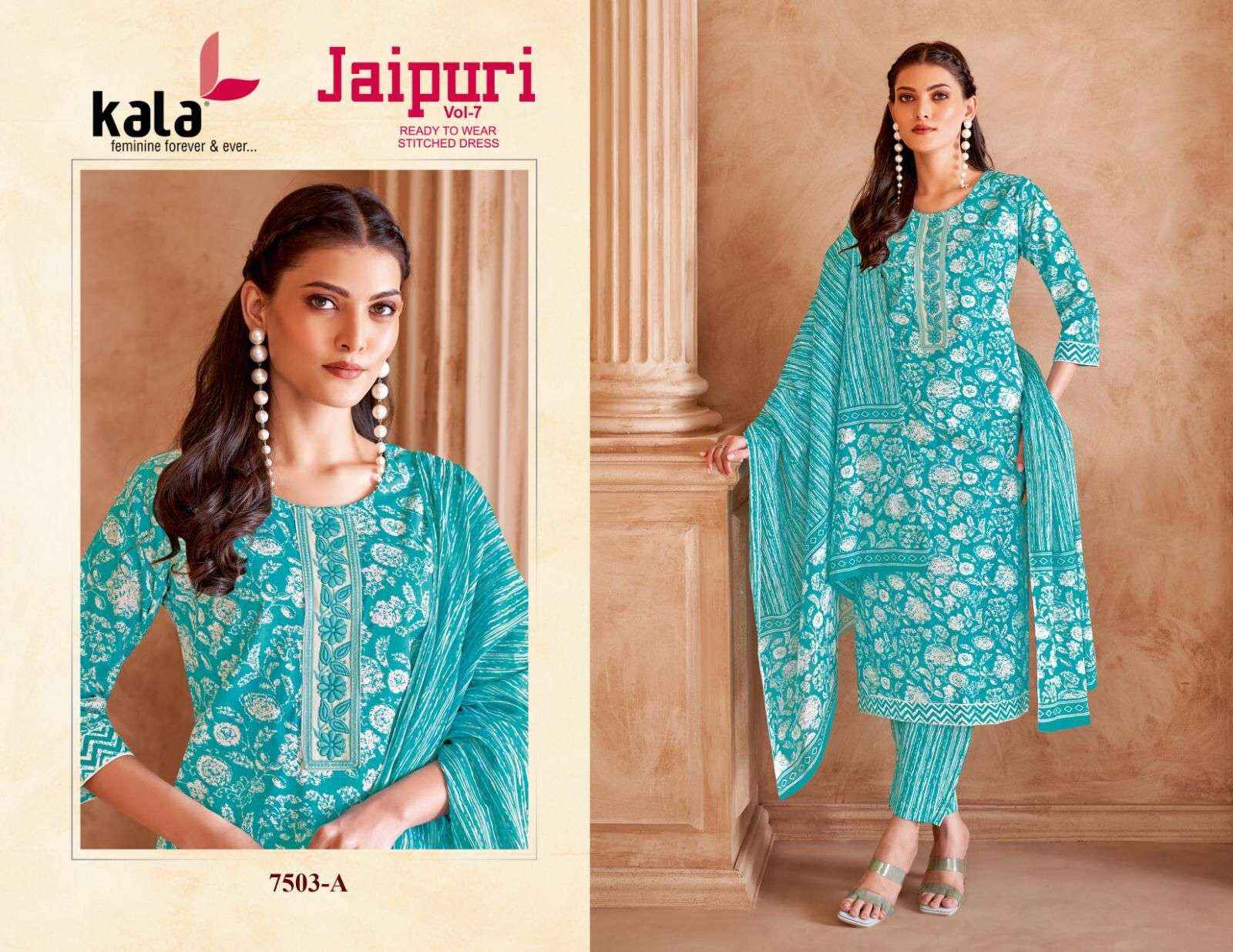 Kala Jaipuri Vol 7 Readymade Cotton Dress 12 Pc Catalogue