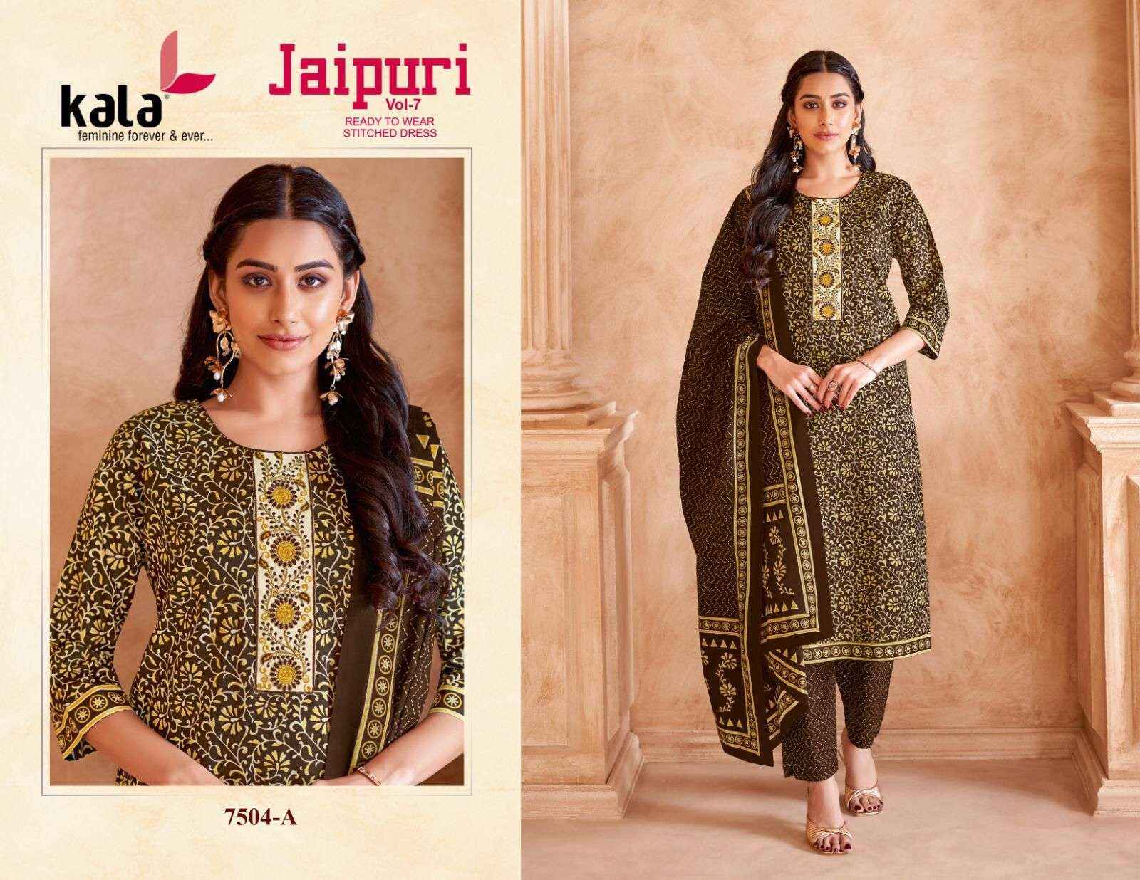 Kala Jaipuri Vol 7 Readymade Cotton Dress 12 Pc Catalogue