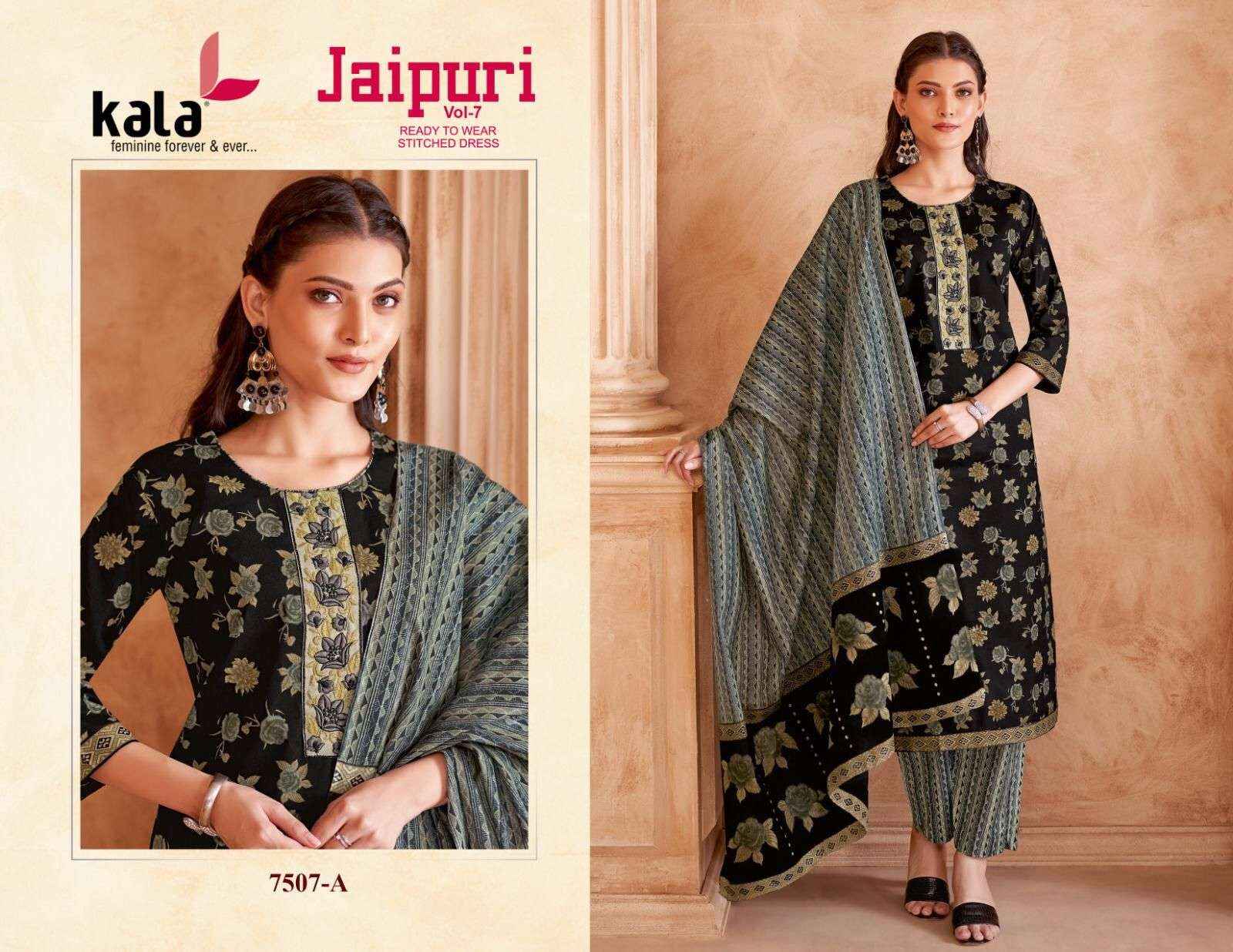 Kala Jaipuri Vol 7 Readymade Cotton Dress 12 Pc Catalogue