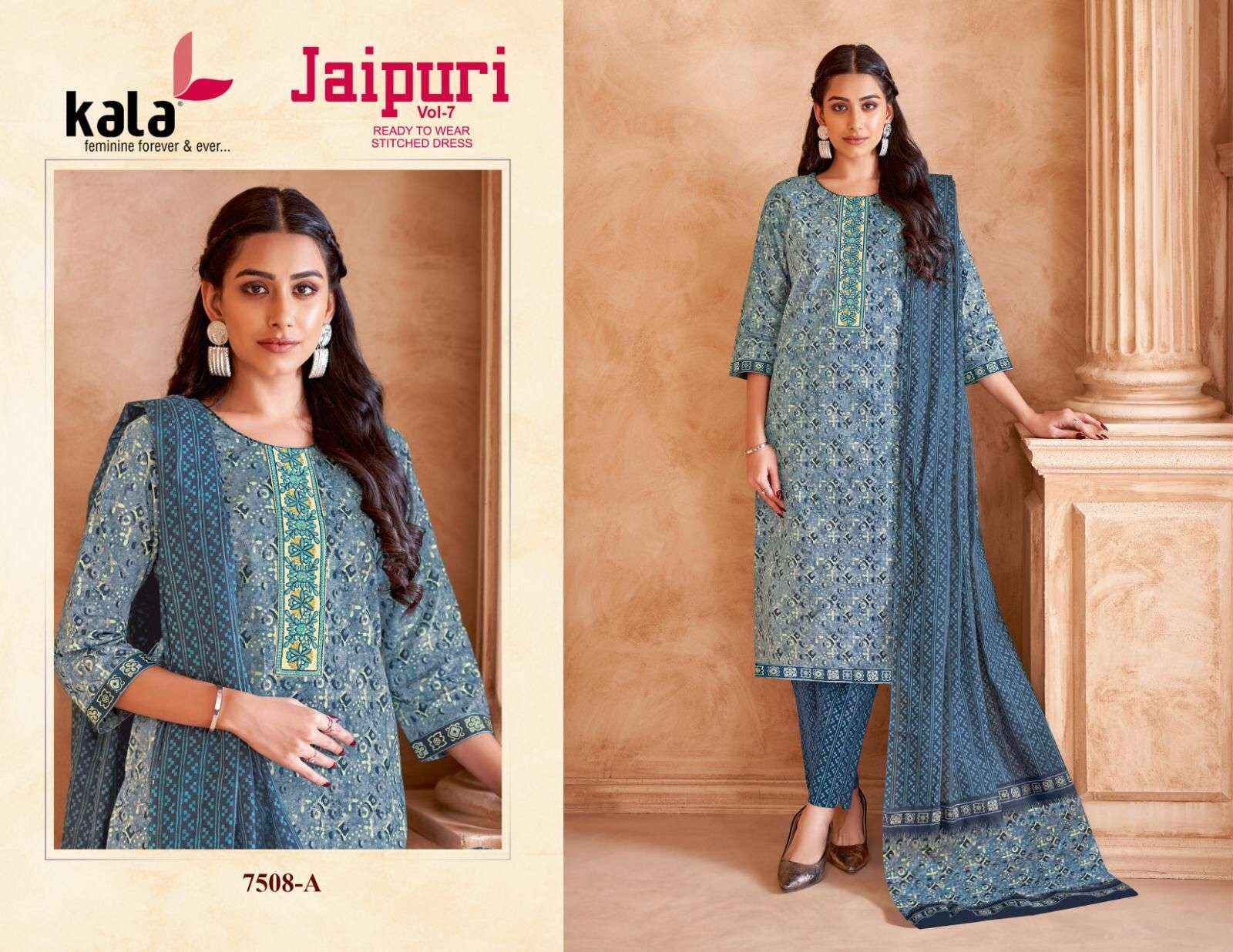 Kala Jaipuri Vol 7 Readymade Cotton Dress 12 Pc Catalogue