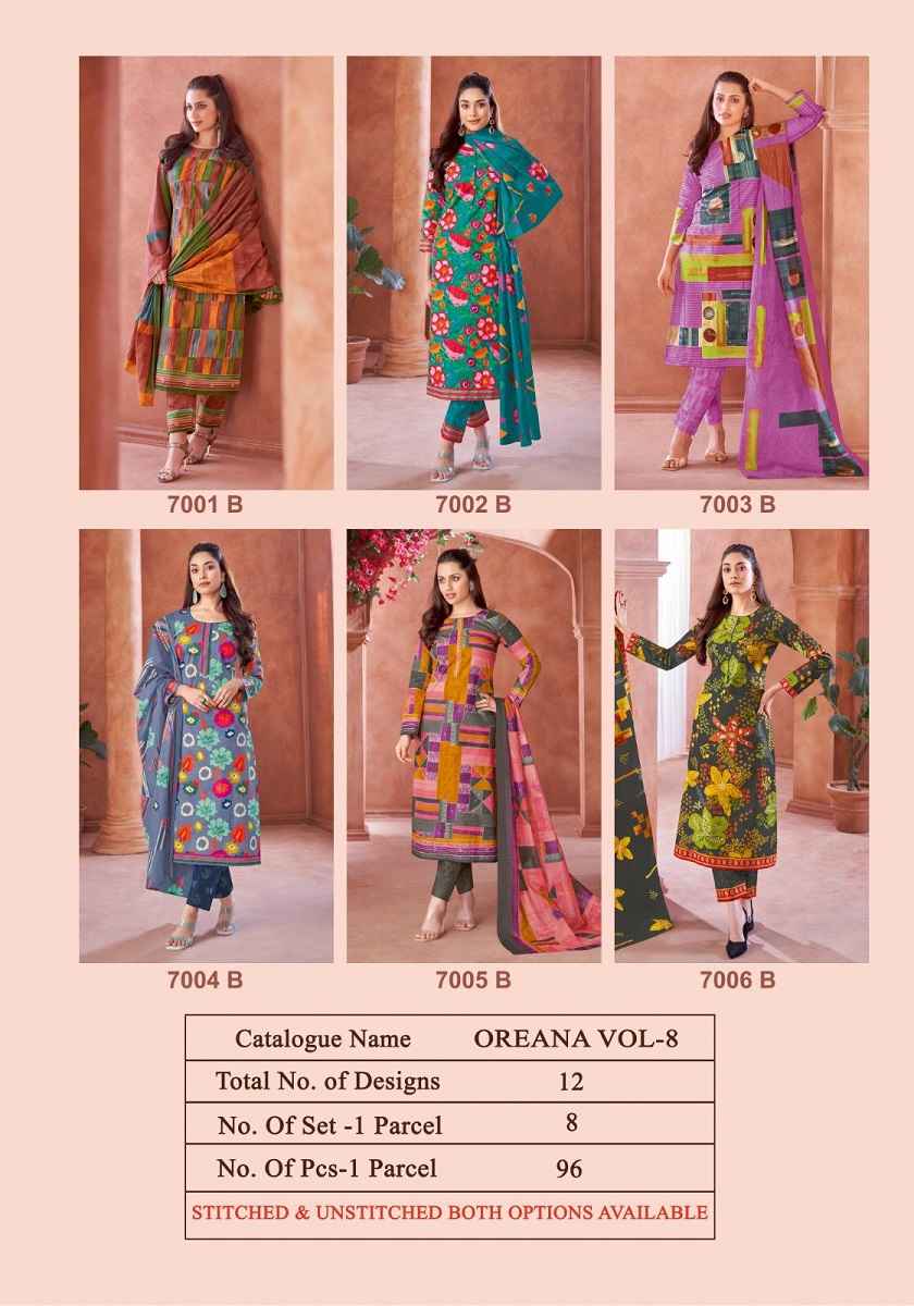 Kala Oreana Vol 8 Cotton Dress Material 12 pcs Catalogue