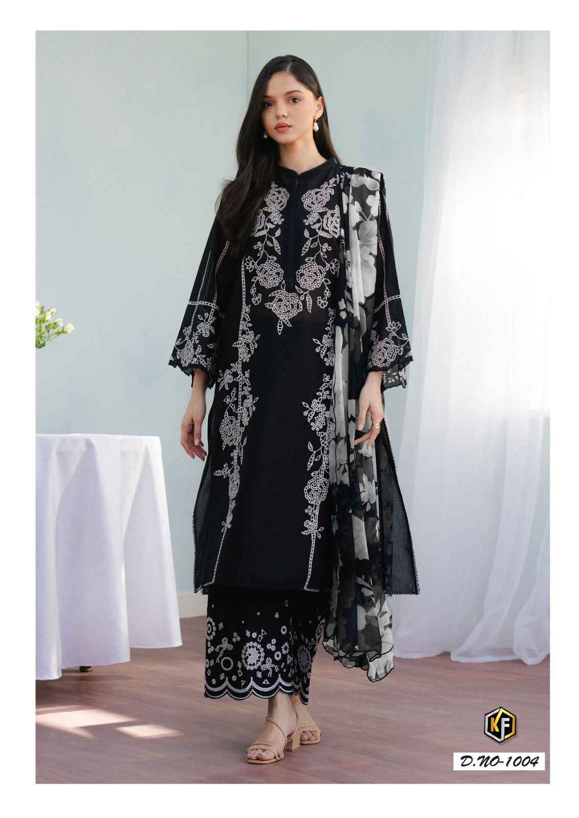 Keval Fab Image Black & White Cotton Dress Material 6 pcs Catalogue