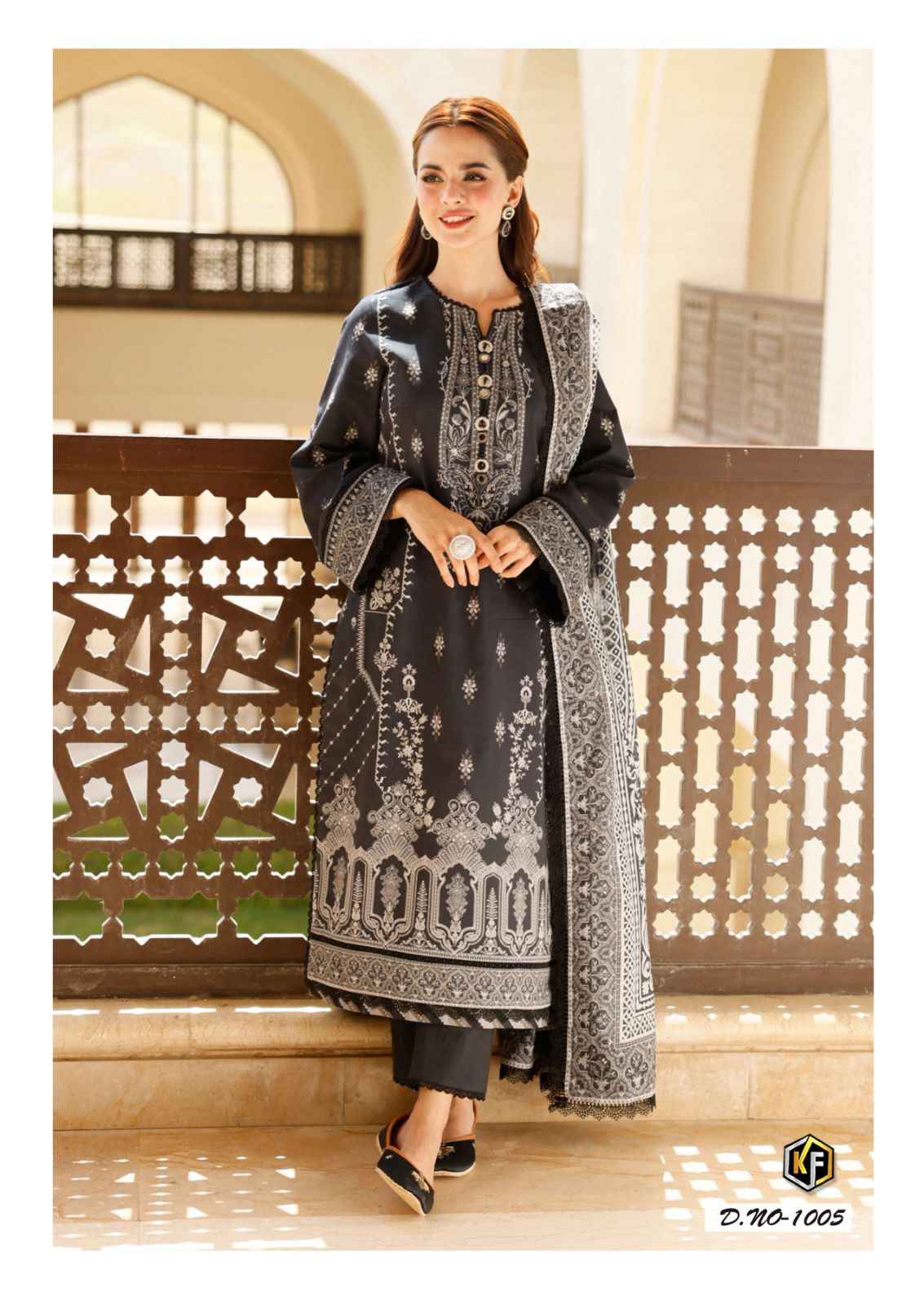 Keval Fab Image Black & White Cotton Dress Material 6 pcs Catalogue