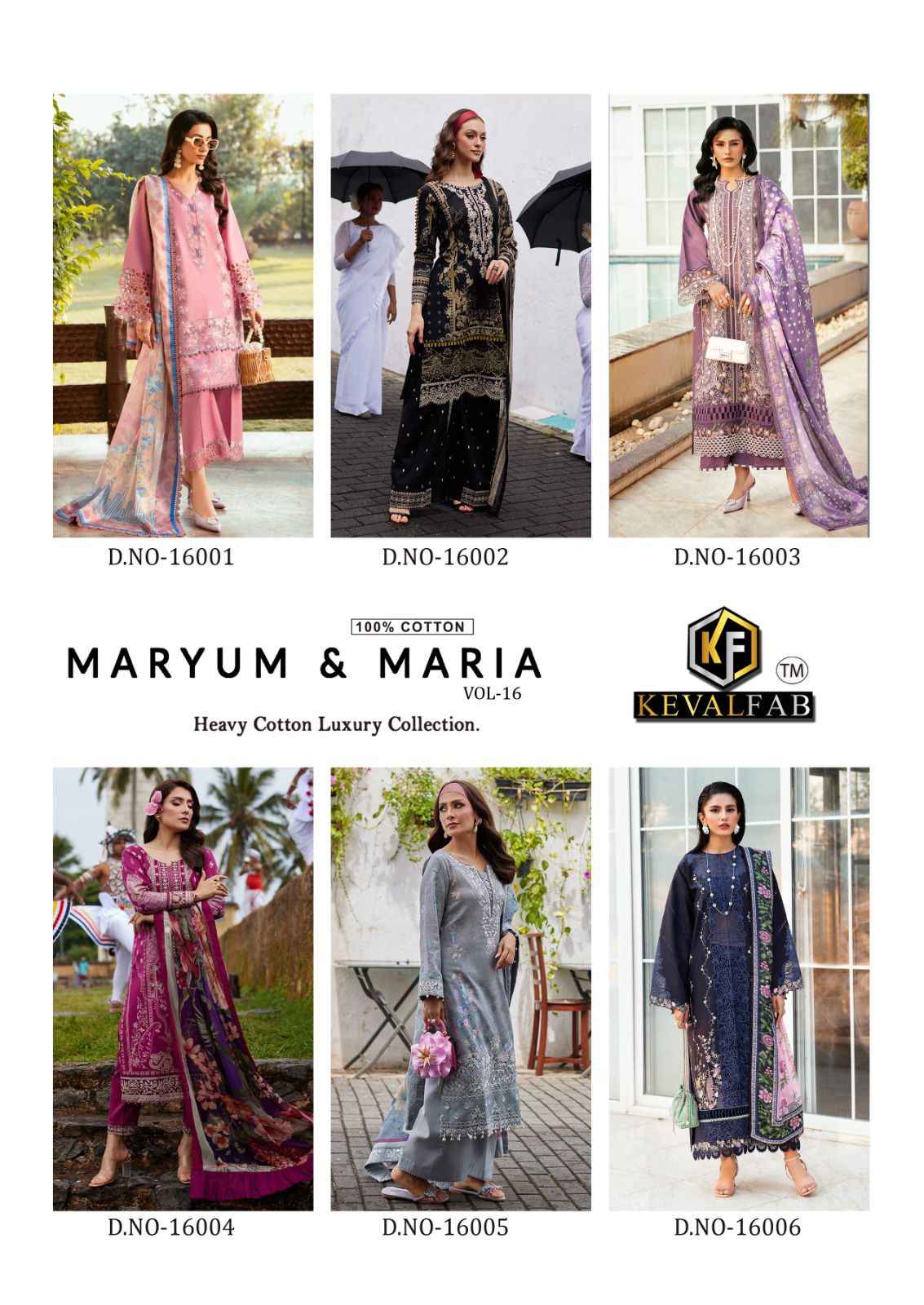 Keval Fab Maryum & Maria Vol 16 Cotton Dress Material 6 pcs Catalogue
