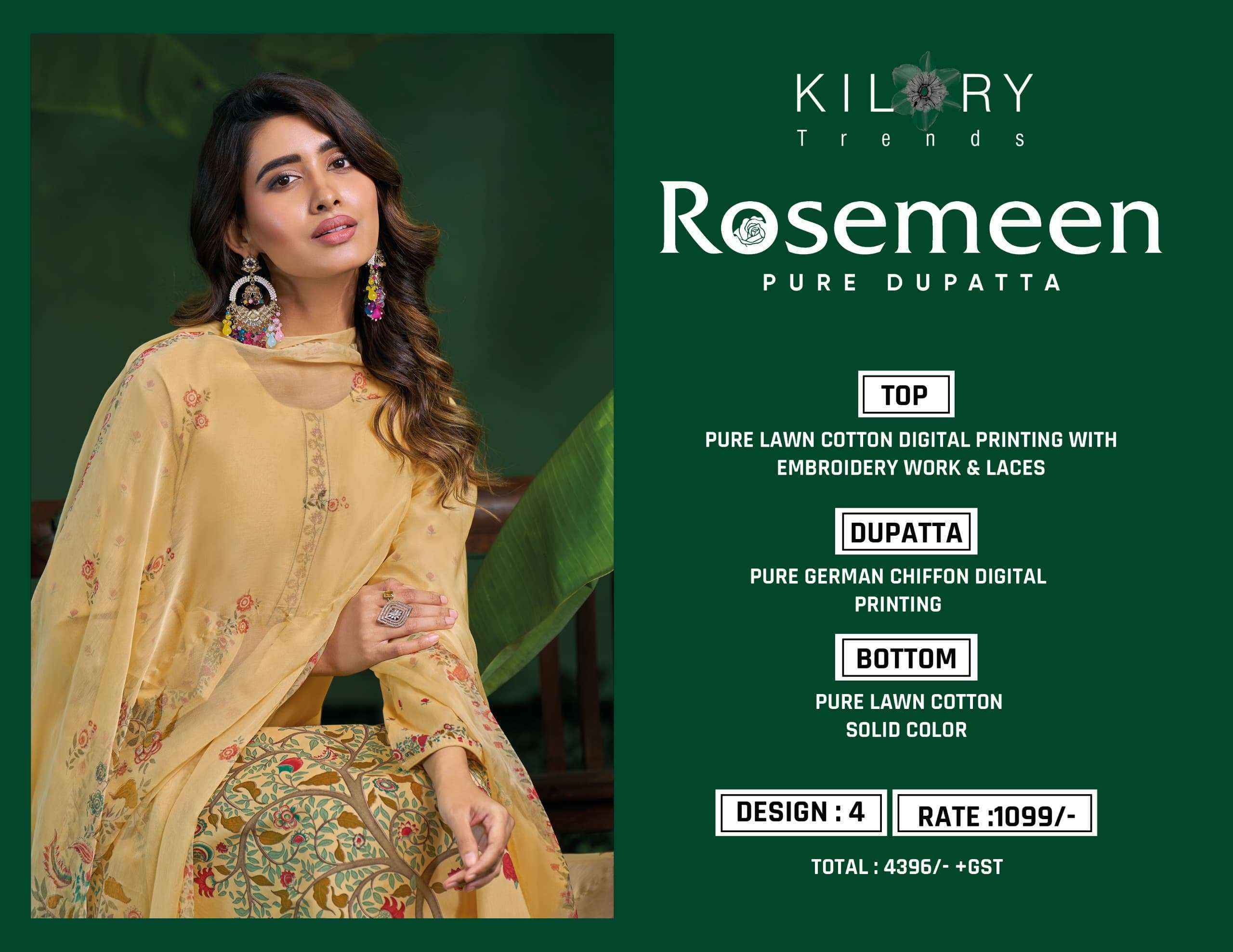 Kilory Trends Rosemeen Cotton Dress Material 4 pcs Catalogue