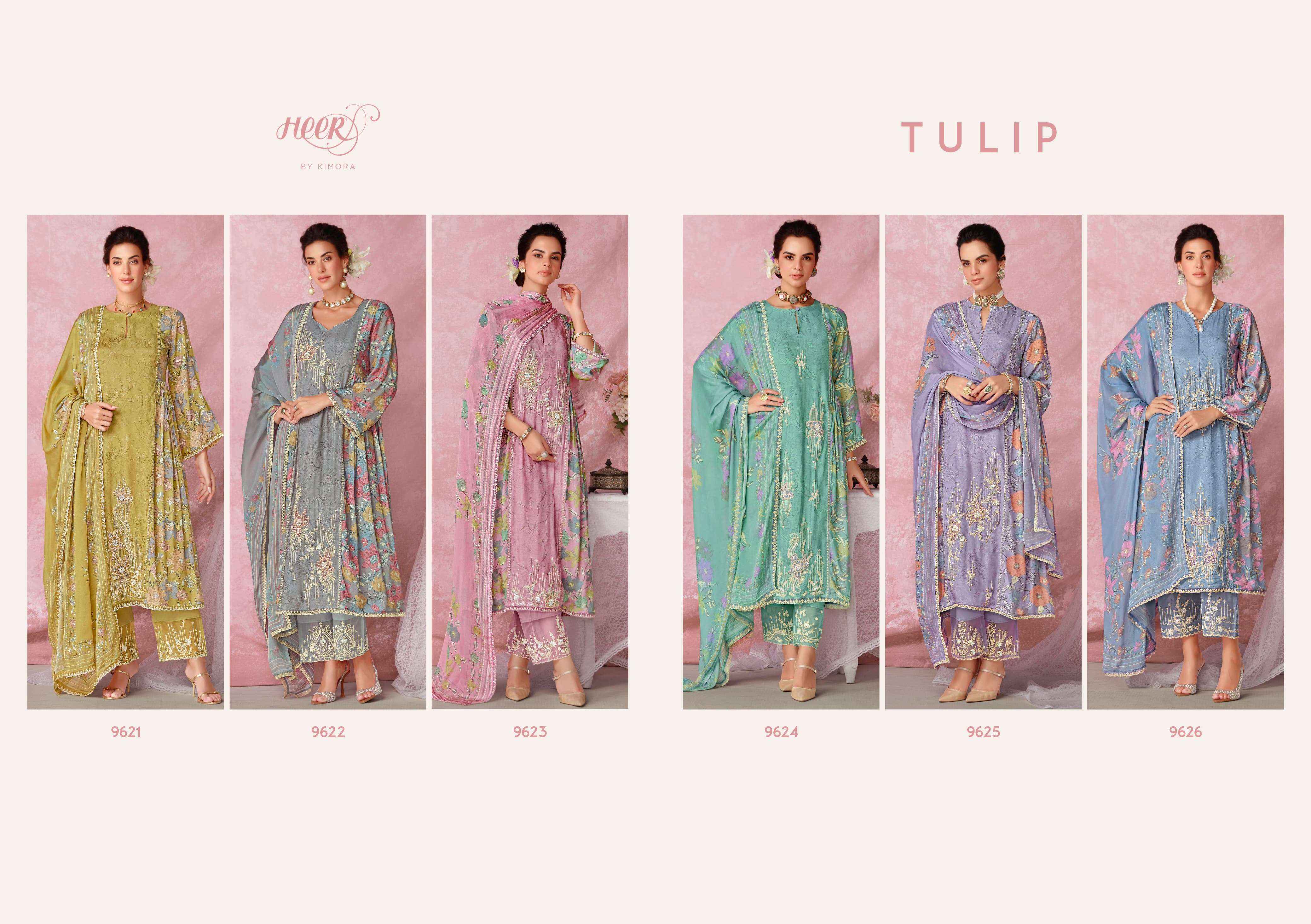 Kimora Heer Tulip Vol 206 Musline Dress Material 6 pcs Catalogue