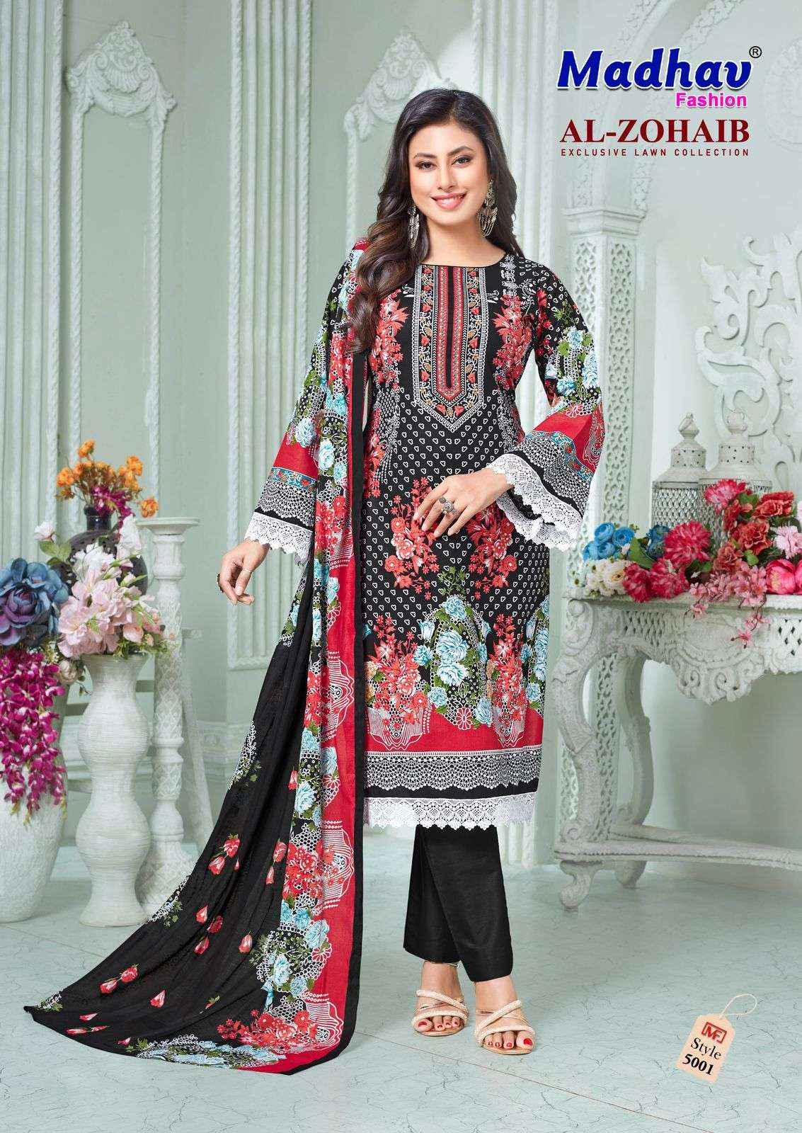 Madhav Fashion Al Zohaib Vol 5 Lawn Cotton Dress Material 6 pcs Catalogue