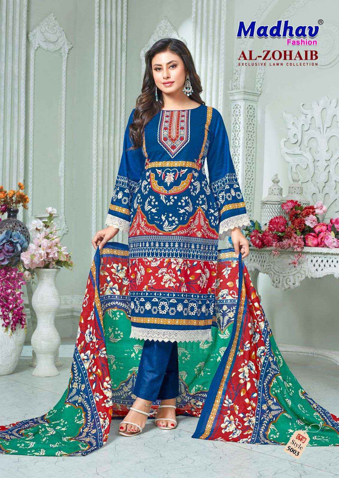 Madhav Fashion Al Zohaib Vol 5 Lawn Cotton Dress Material 6 pcs Catalogue