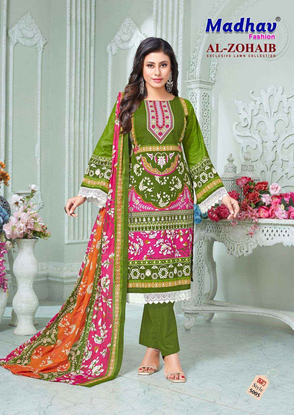 Madhav Fashion Al Zohaib Vol 5 Lawn Cotton Dress Material 6 pcs Catalogue