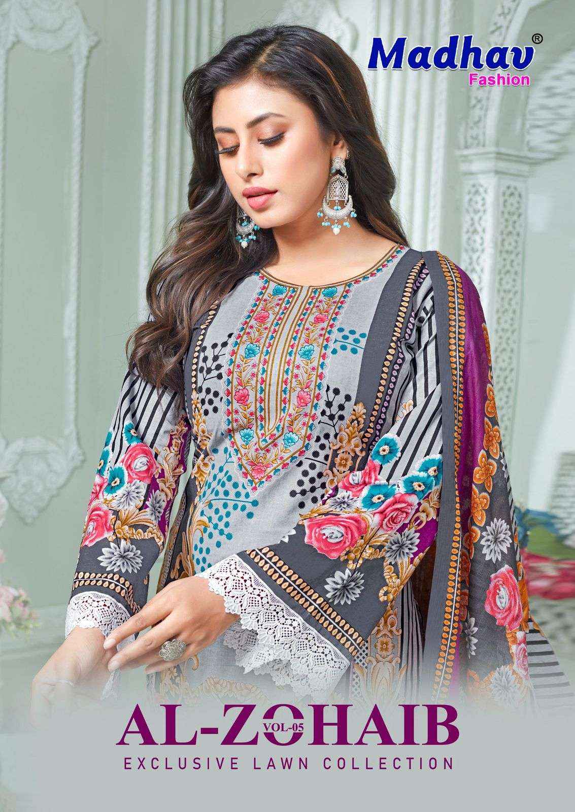 Madhav Fashion Al Zohaib Vol 5 Lawn Cotton Dress Material 6 pcs Catalogue