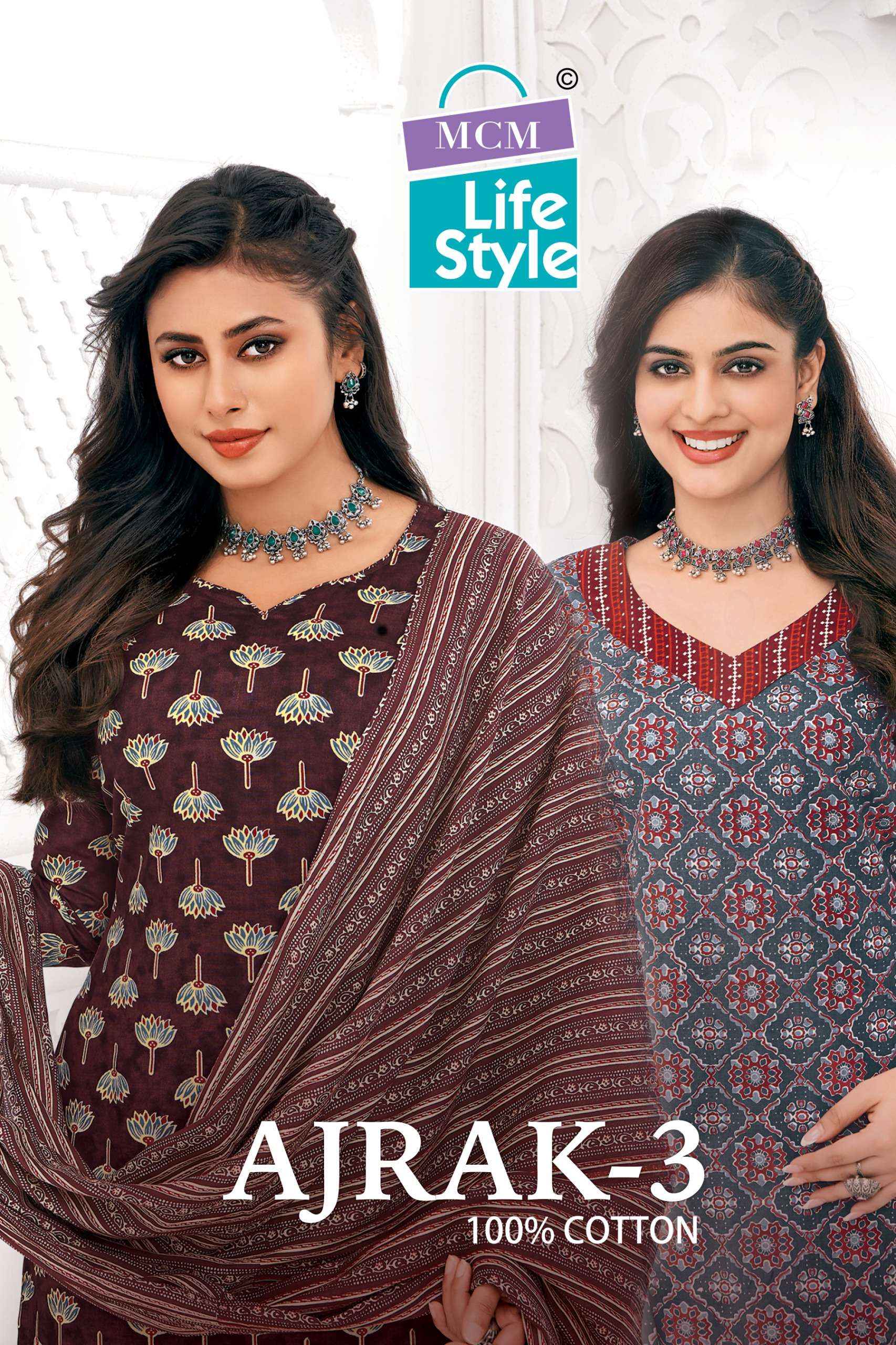 MCM Lifestyle Ajrak Vol 3 Cotton Dress Material 10 pcs Catalogue