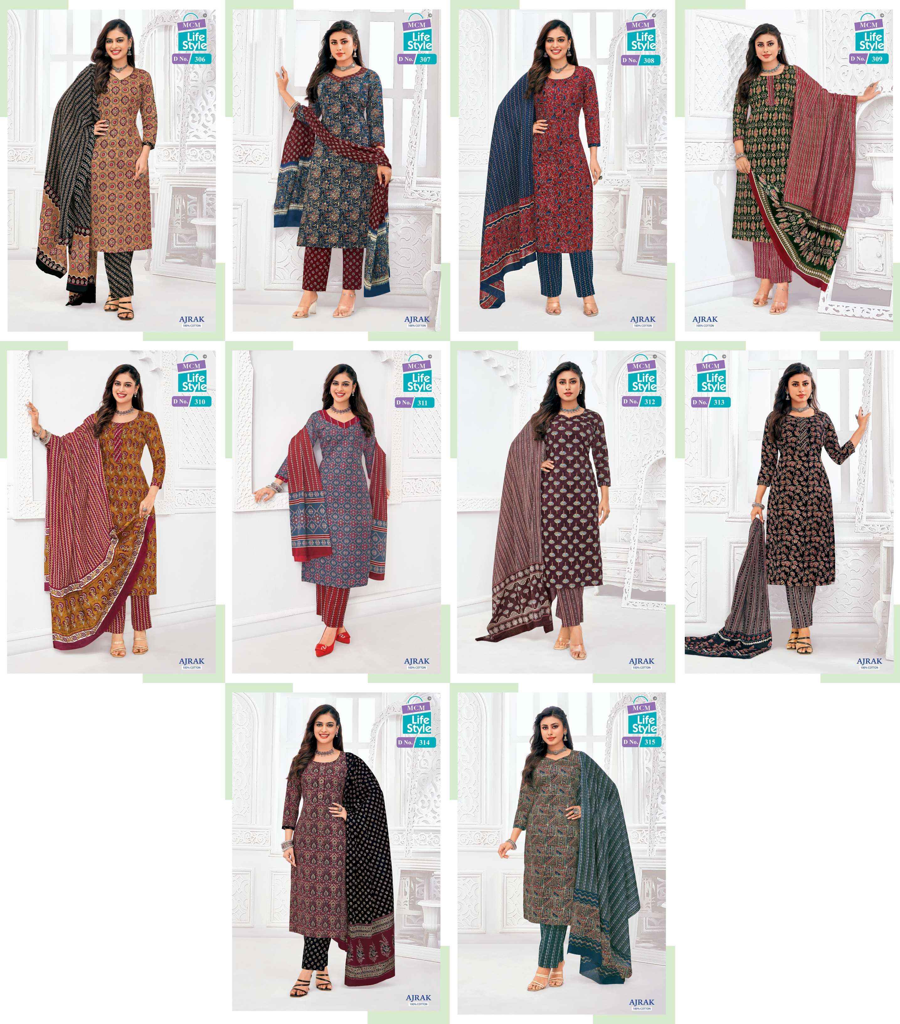 MCM Lifestyle Ajrak Vol 3 Readymade Cotton Dress 10 pcs Catalogue