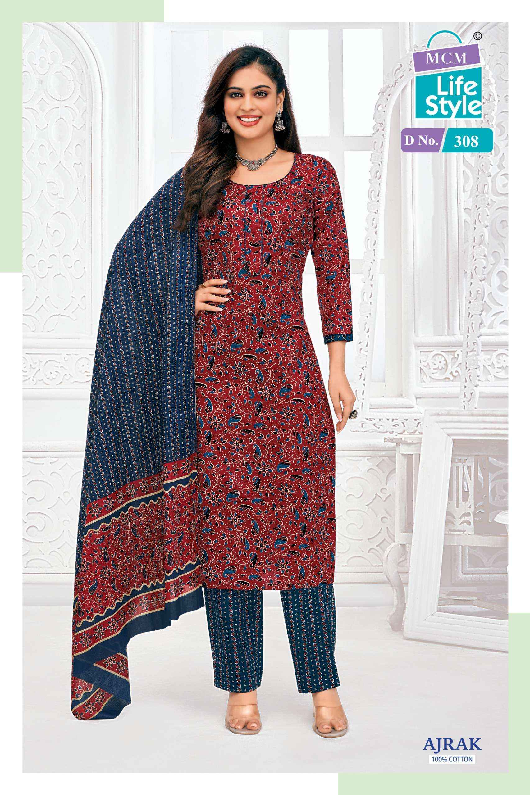 MCM Lifestyle Ajrak Vol 3 Readymade Cotton Dress 10 pcs Catalogue