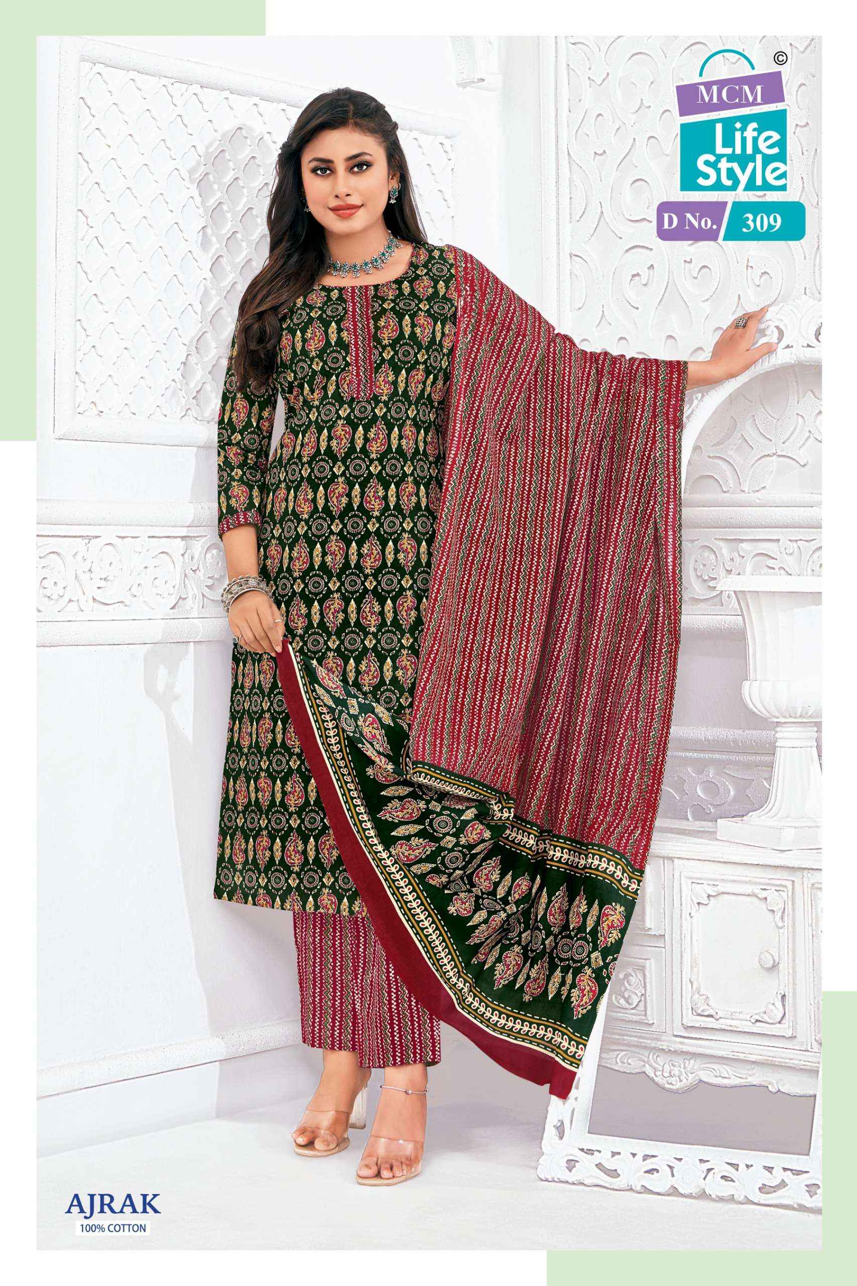 MCM Lifestyle Ajrak Vol 3 Readymade Cotton Dress 10 pcs Catalogue