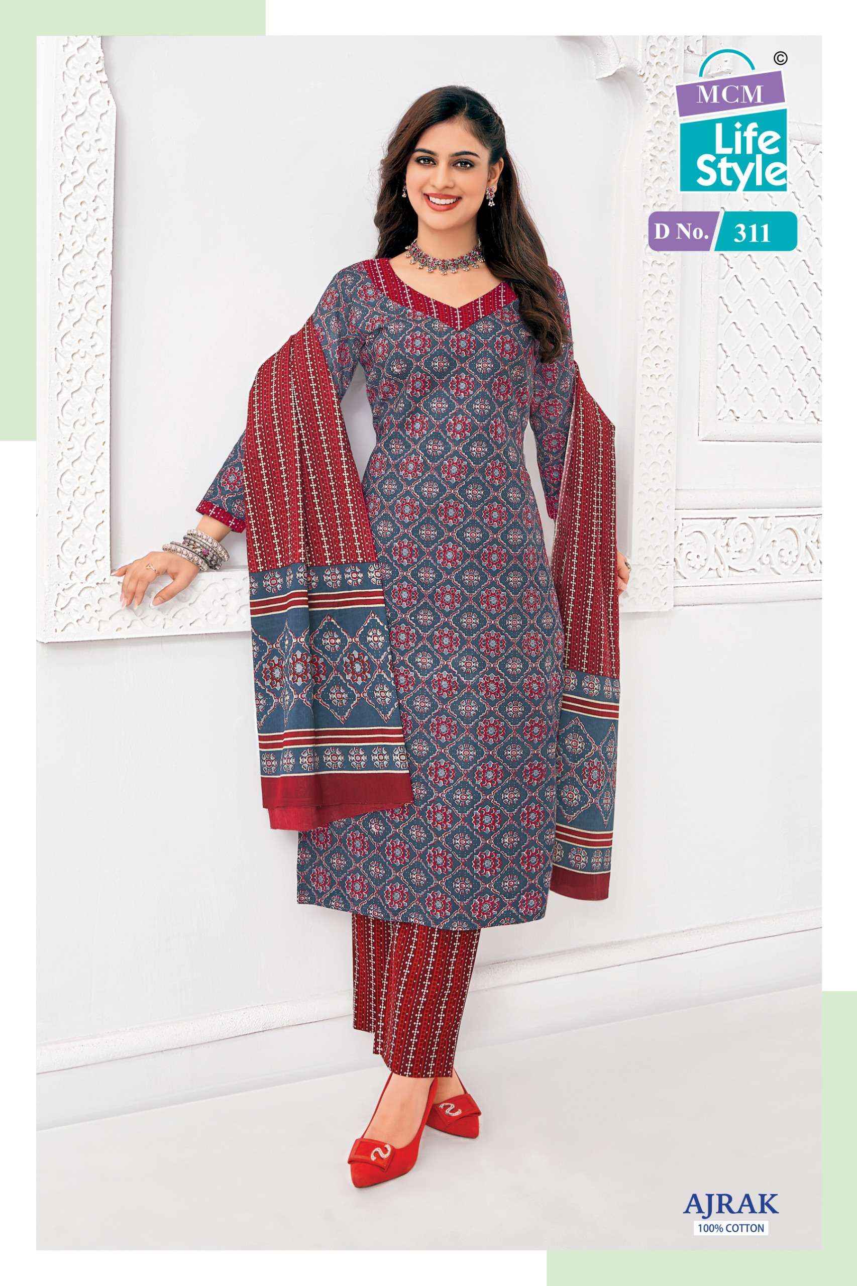 MCM Lifestyle Ajrak Vol 3 Readymade Cotton Dress 10 pcs Catalogue