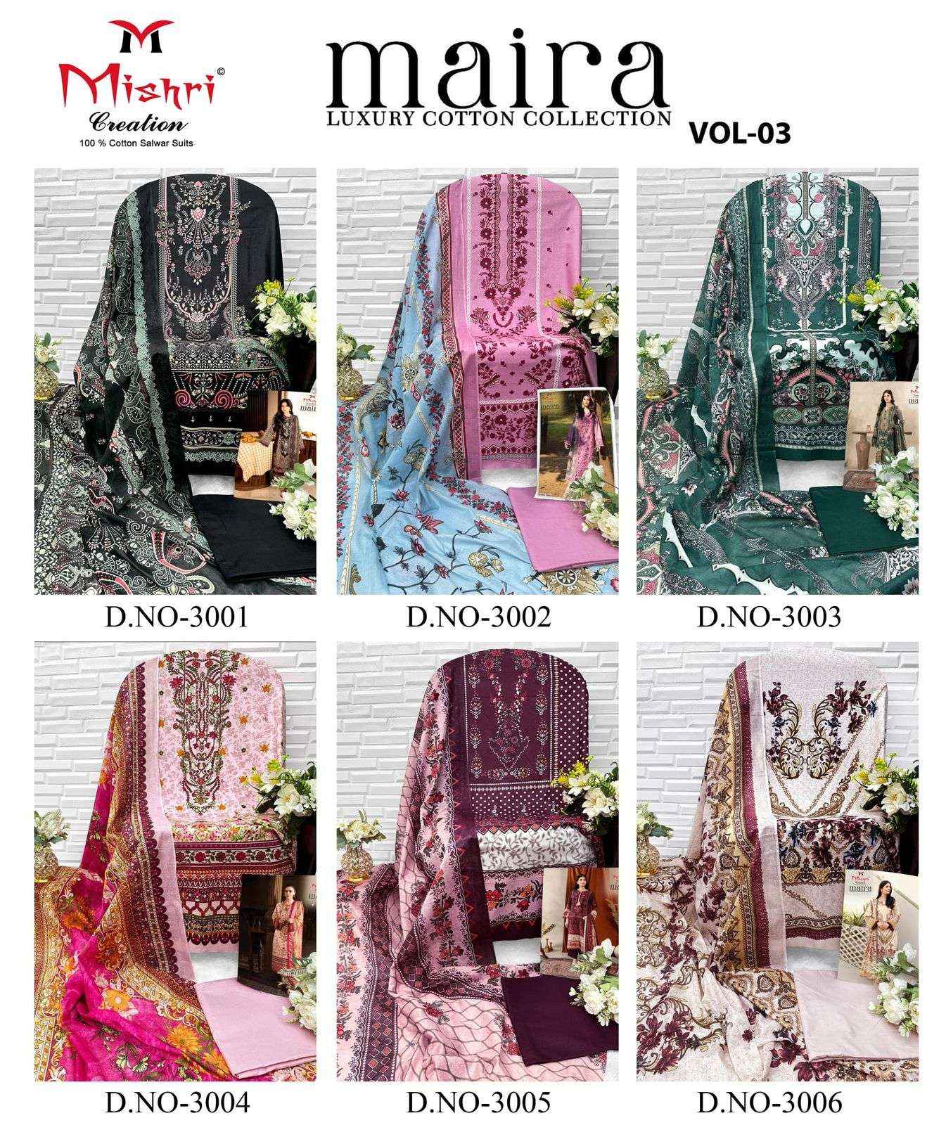 Mishri Creation Maira Vol 3 Cotton Dress Material 6 pcs Catalogue