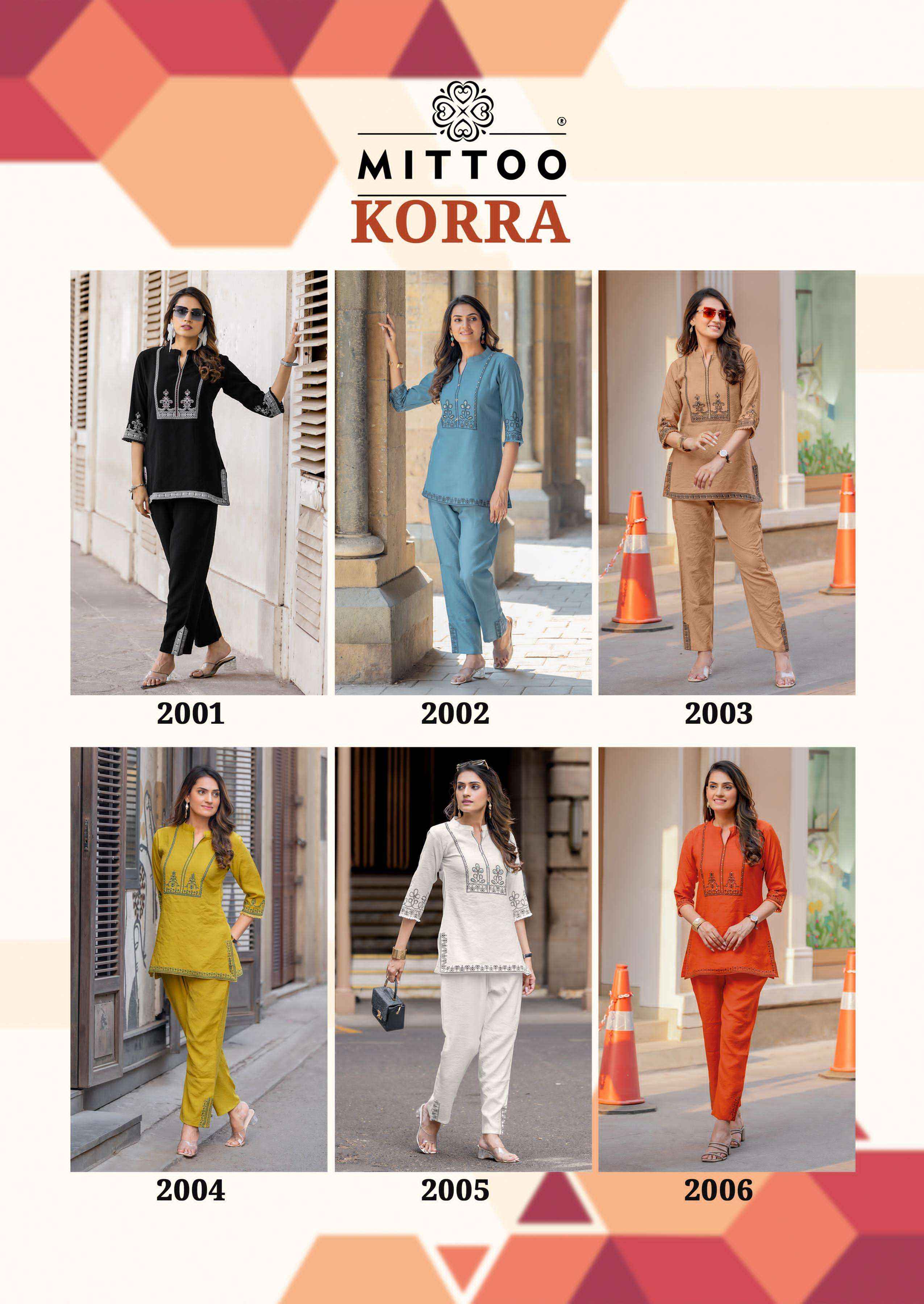 Mittoo Korra Viscose Co Ord Set 6 pcs Catalogue