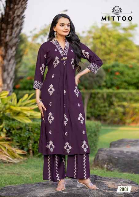 Mittoo Vitara Rayon Kurti With Bottom 5 pcs Catalogue