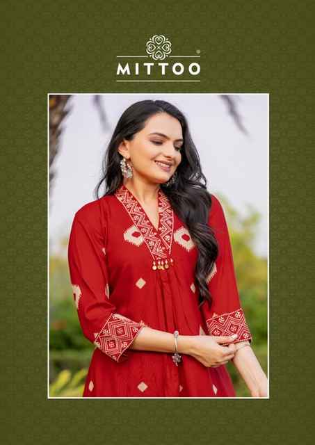 Mittoo Vitara Rayon Kurti With Bottom 5 pcs Catalogue