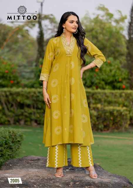Mittoo Vitara Rayon Kurti With Bottom 5 pcs Catalogue