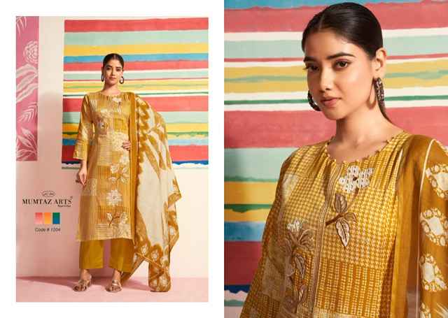 Mumtaz Arts Sofia Jam Satin Dress Material 4 pcs Catalogue