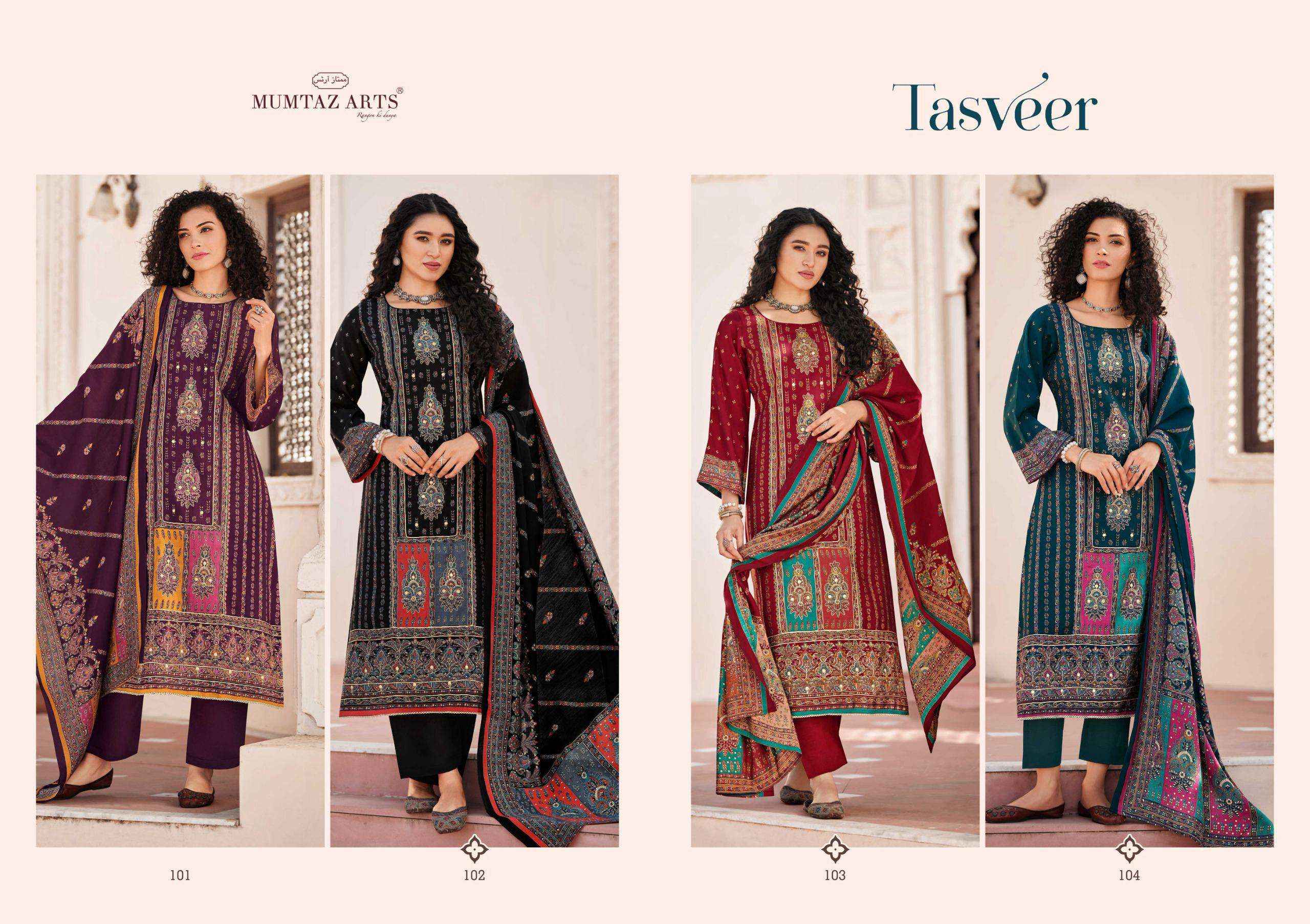 Mumtaz Arts Tasveer Viscose Muslin Dress Material 4 pcs Catalogue