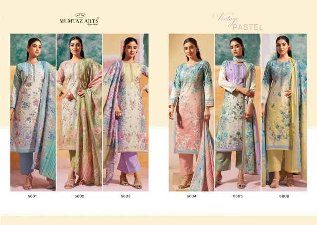 Mumtaz Arts Vintage Pastel Camric Dress Material 6 pcs Catalogue