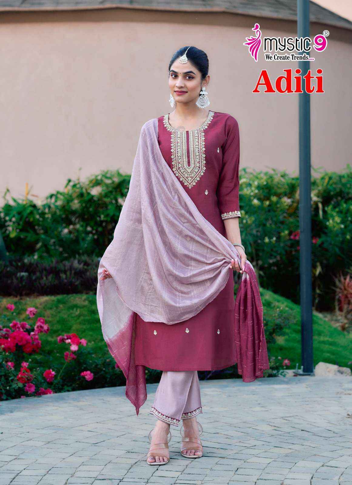 Mystic 9 Aditi Vol 1 Roman Silk Kurti Combo 8 pcs Catalogue