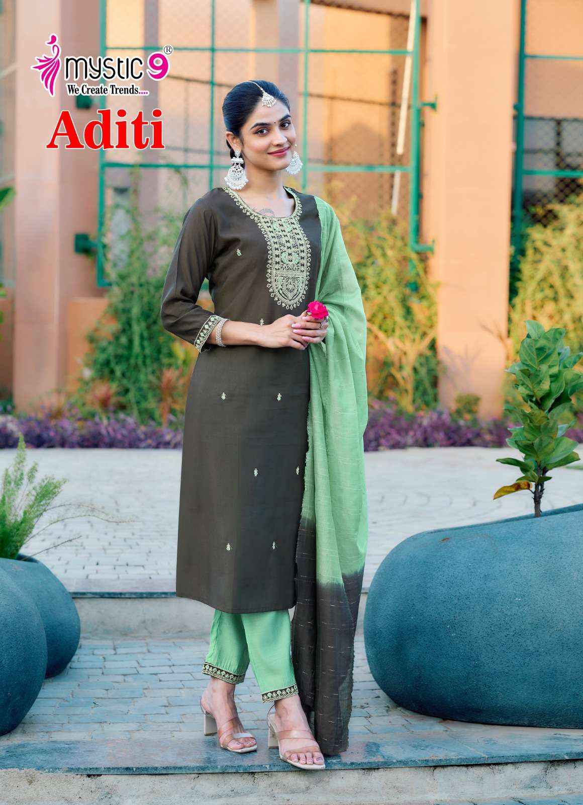 Mystic 9 Aditi Vol 1 Roman Silk Kurti Combo 8 pcs Catalogue