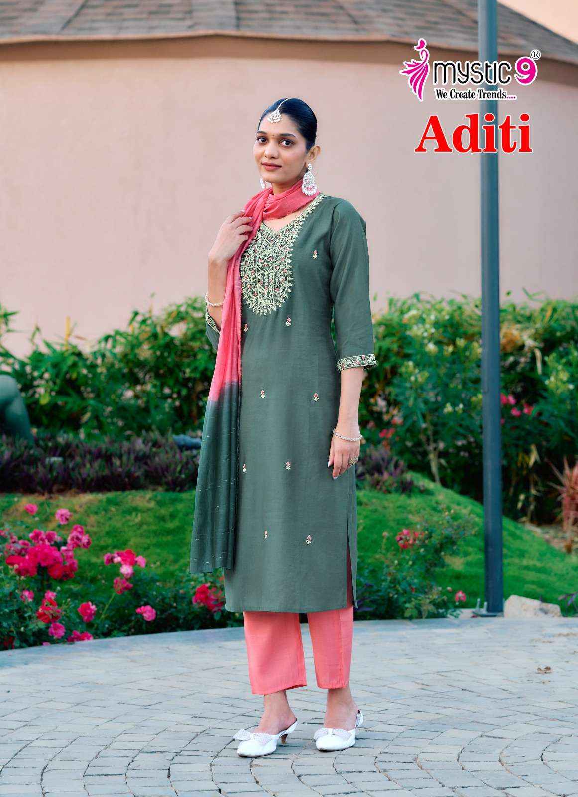 Mystic 9 Aditi Vol 1 Roman Silk Kurti Combo 8 pcs Catalogue
