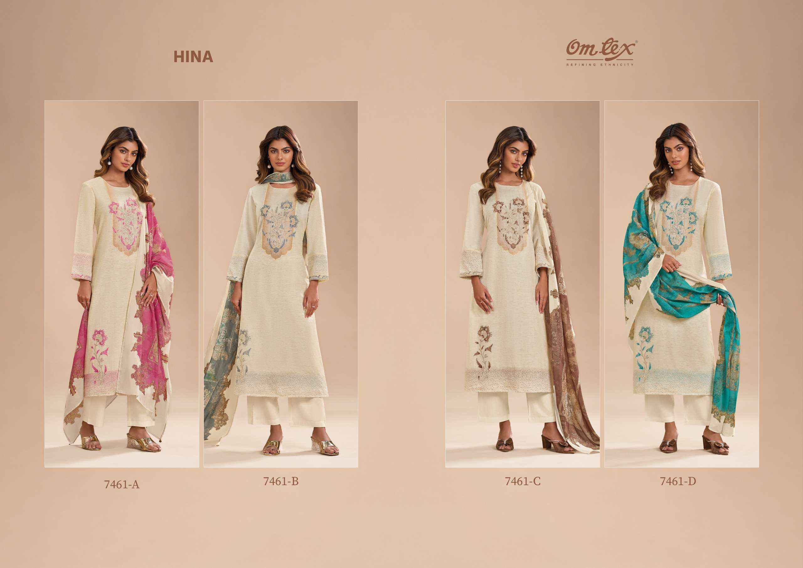 Omtex Hina Cotton Jacquard Dress Material 4 pcs Catalogue
