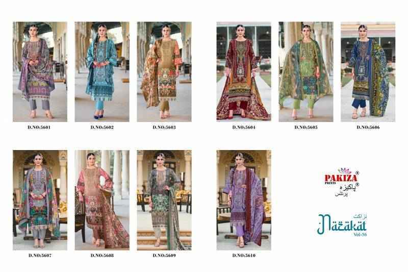Pakiza Prints Nazakat Vol 56 Lawn Dress Material 10 pcs Catalogue