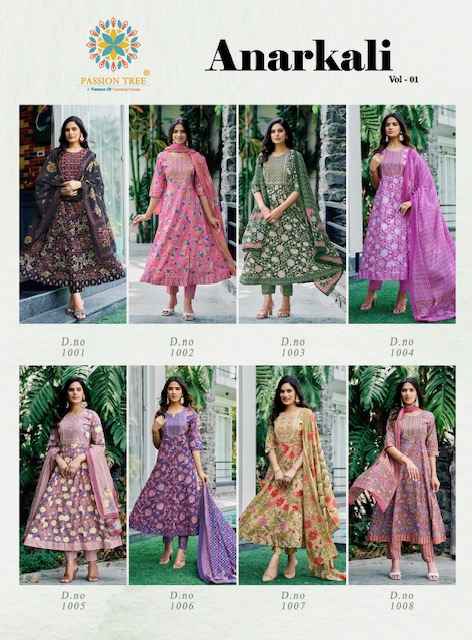 Passion Tree Anarkali Vol 1 Cotton Kurti Combo 8 pcs Catalogue
