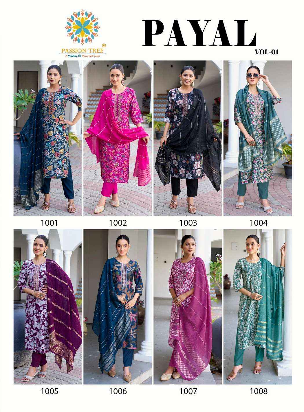 Passion Tree Payal Vol 1 Silk Kurti Combo 8 pcs Catalogue