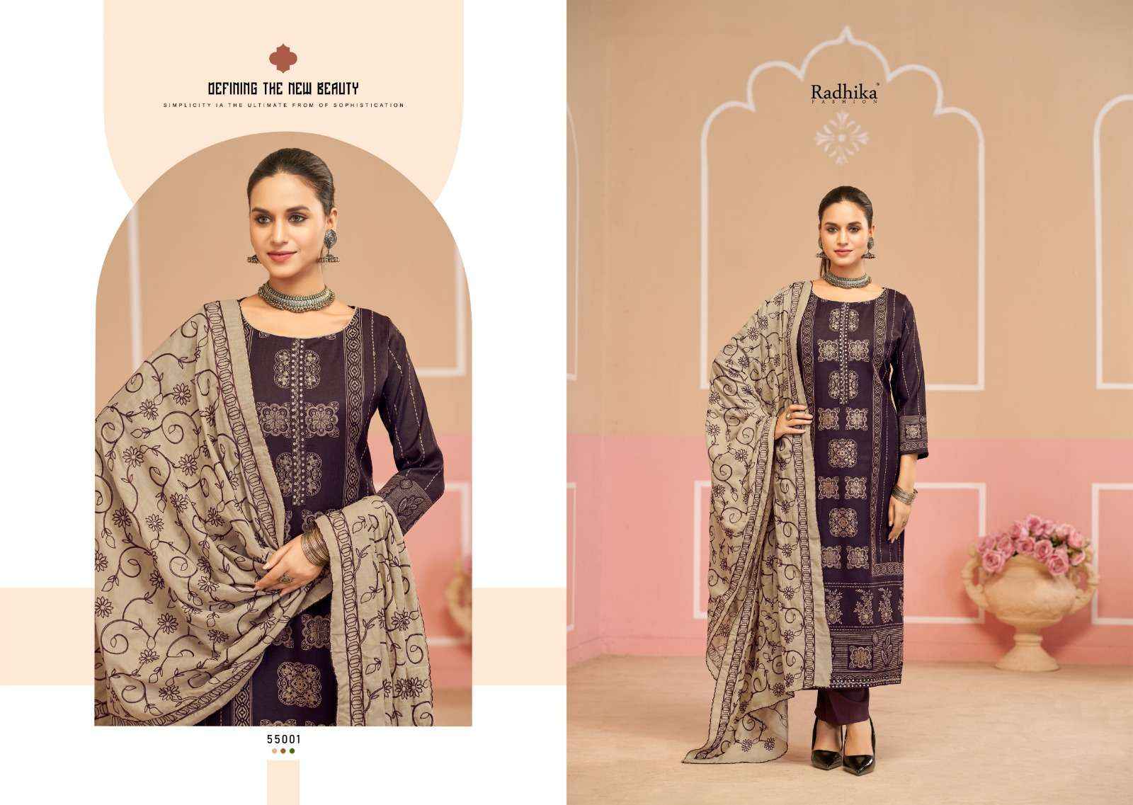 Radhika Fashion Azara Black Cherry Cotton Dress Material 4 pcs Catalogue