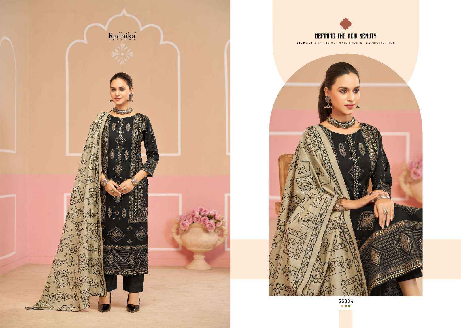 Radhika Fashion Azara Black Cherry Cotton Dress Material 4 pcs Catalogue