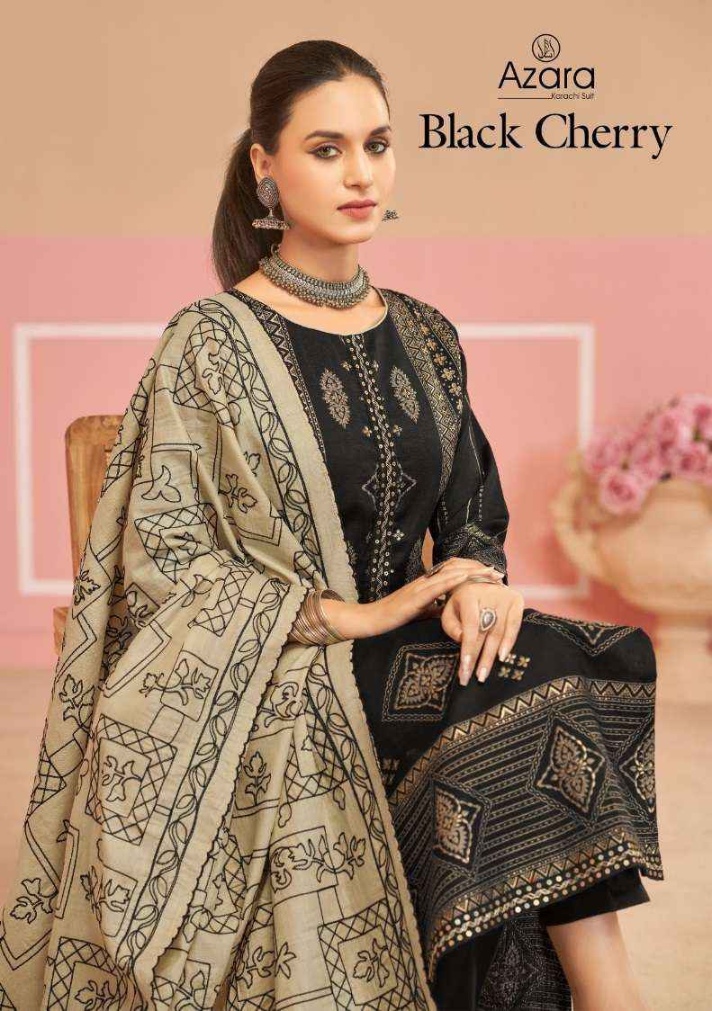 Radhika Fashion Azara Black Cherry Cotton Dress Material 4 pcs Catalogue